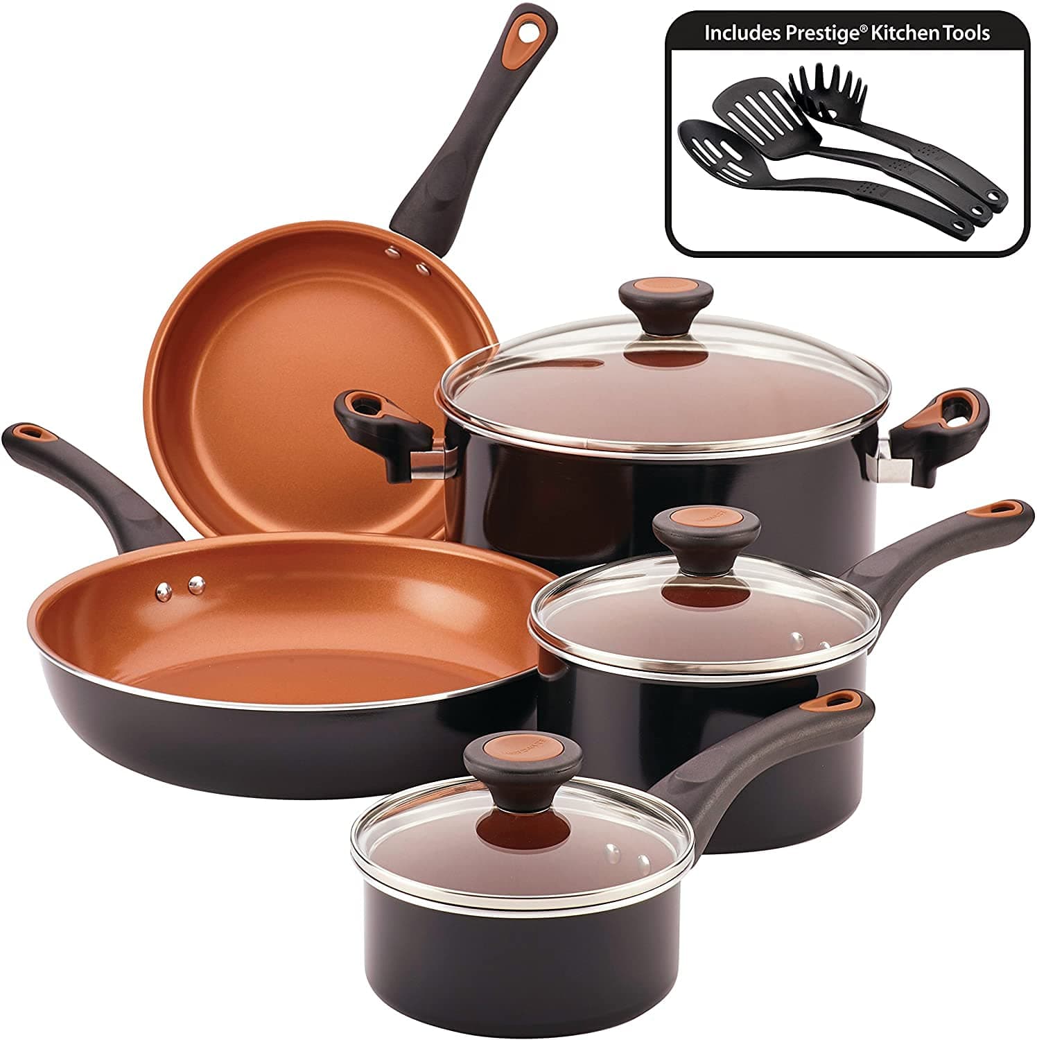 10365 Glide Dishwasher Safe Nonstick Cookware Set / Pots and Pans Set - 11 Piece, Black
