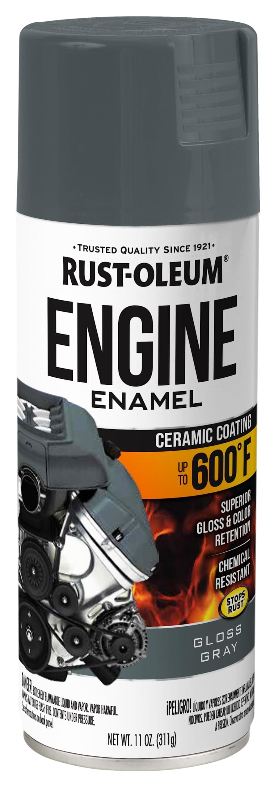 366435 Engine Enamel Spray Paint, 11 oz, Gloss Gray, (Pack of 1)