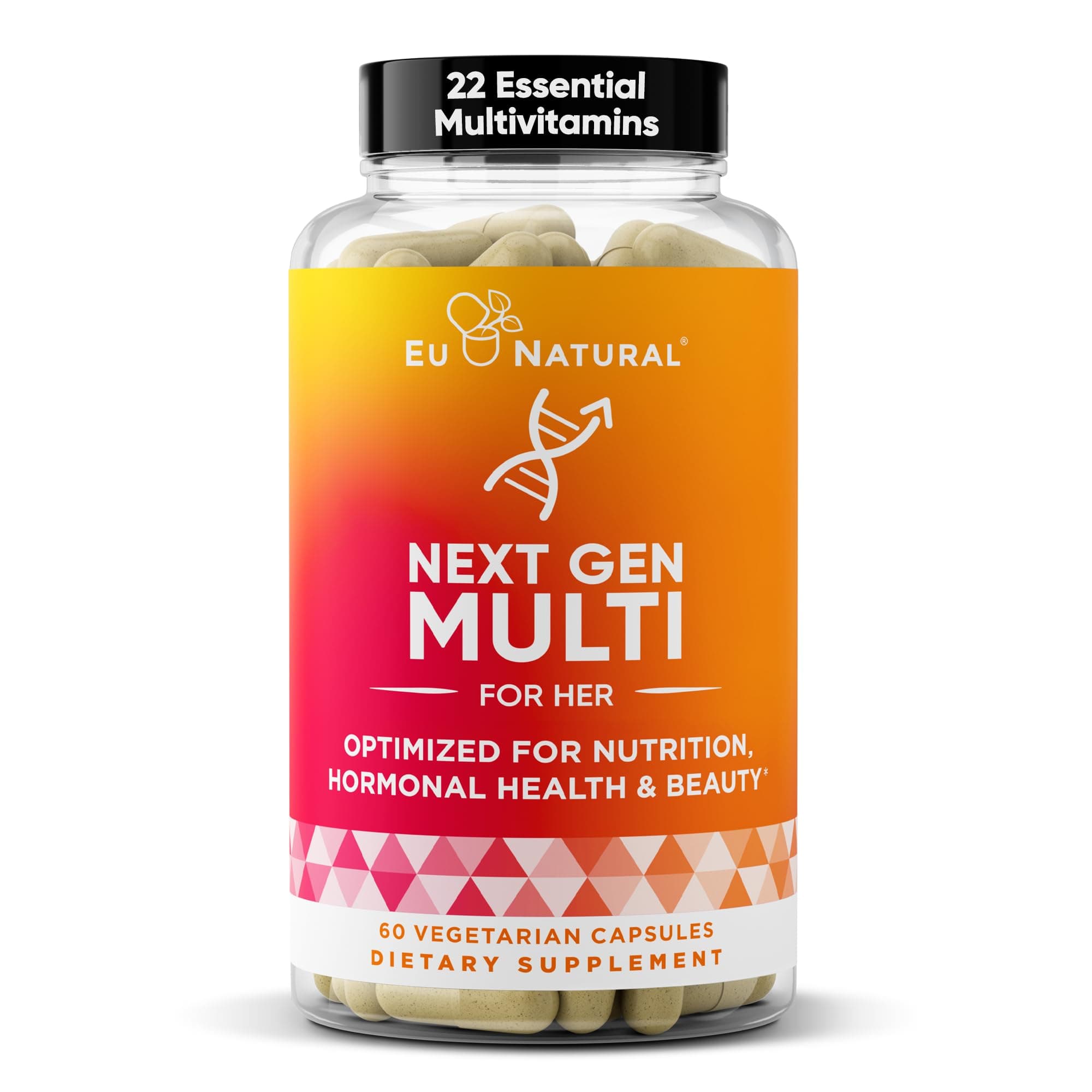 Next Gen Multivitamin for Women – 22 Optimized Vitamins for Immunity, Beauty, Brain, Energy, Bones and Heart – Vitamin C, D, E, K, Iron, B6 and DHA - 60 Vegetarian Soft Capsules (Packaging May Vary)