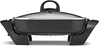bella Electric Skillet and Frying Pan with Glass Lid, Nonstick Coating, Cool Touch Handles, Removable Heating Probe, Dishwasher Safe, 12 x 12 inch, Black, PFOA & PTFE Free