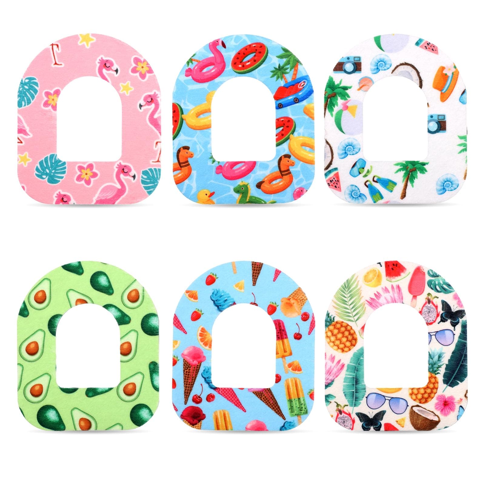 XIHIRCD 24pcs Adhesive Patches for Omnipod, Waterproof Sensor Patches Breathable Sensor Stickers Pre-Cut Sweatproof Sensor Cover Adhesive Tape Compatible with Omnipod 5 (6 Styles)