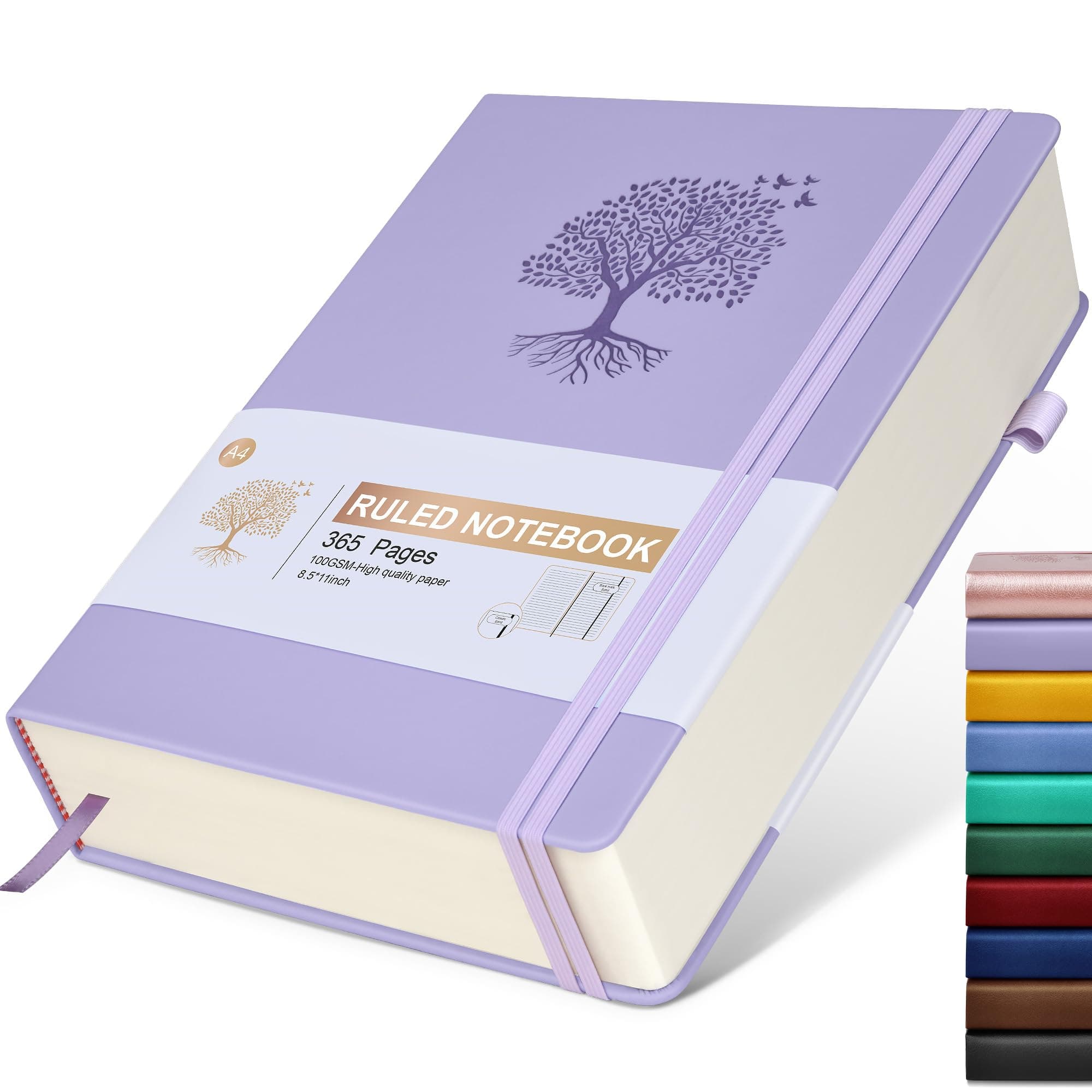 Lined Journal Notebook, 365 Pages A4 Large Journals for Writing Ruled Notebook, Hardcover Leather Journal for Women Men, Daily Journal Notebook for Work, Note Taking, 100Gsm Paper ( 8.5" x 11" Purple)