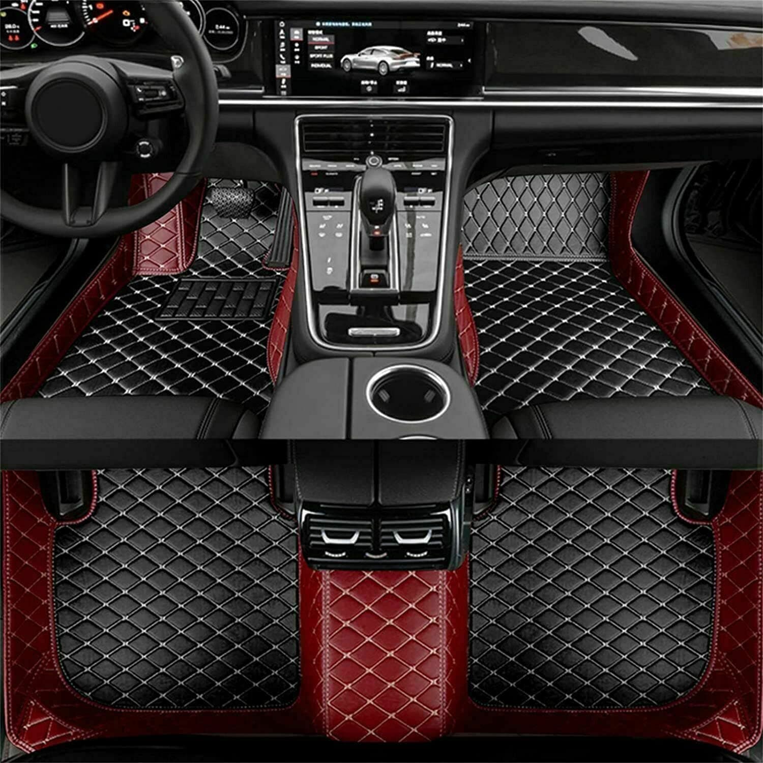 Wptwordcn Personalise it Customize Making Car Floor Mats Left/Right Drive For Jaguar (Black & Wine Red)