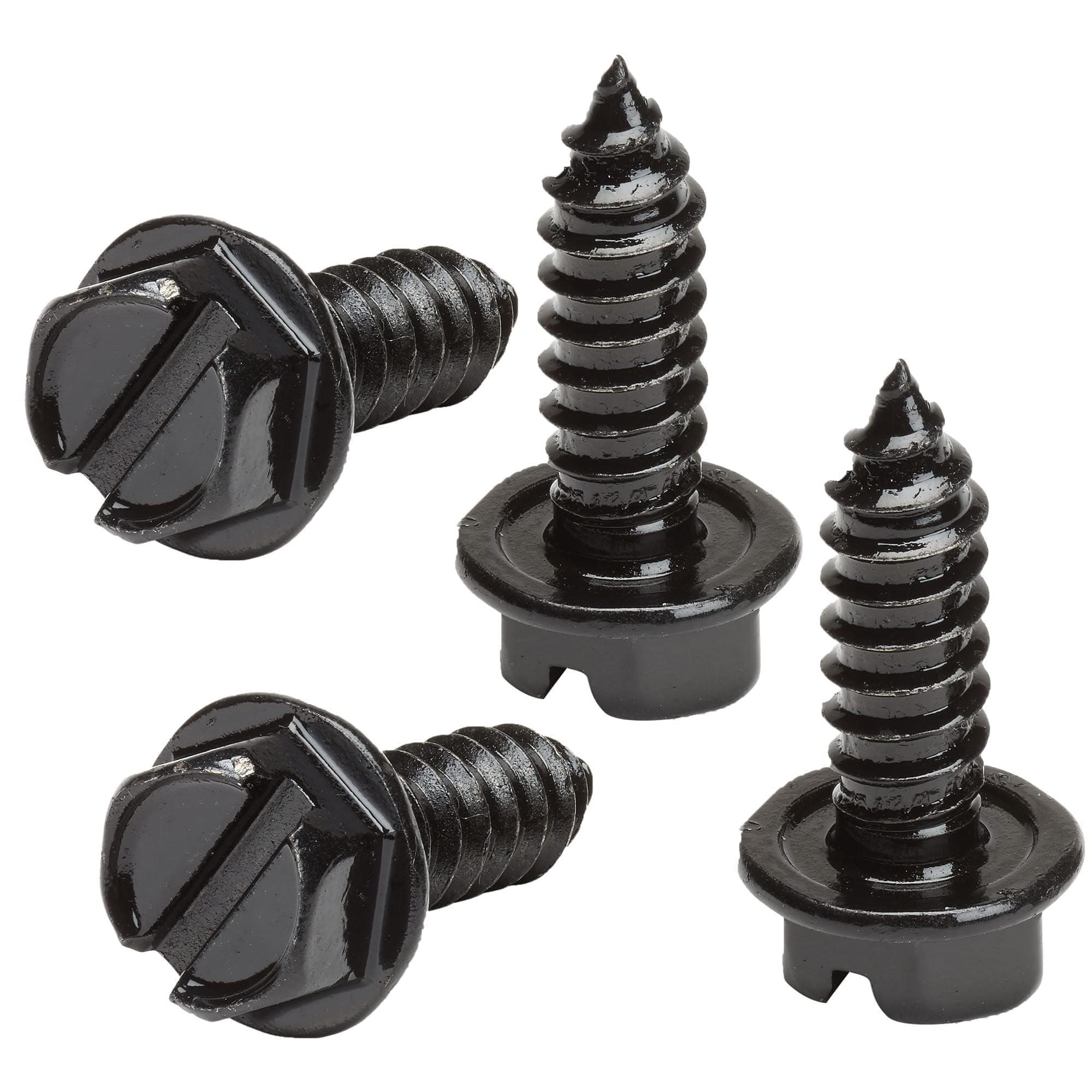 OttoSpeed Rustproof Black License Plate Screws for Securing License Plates, Frames and Covers on Cars and Trucks (Black Zinc Plated)