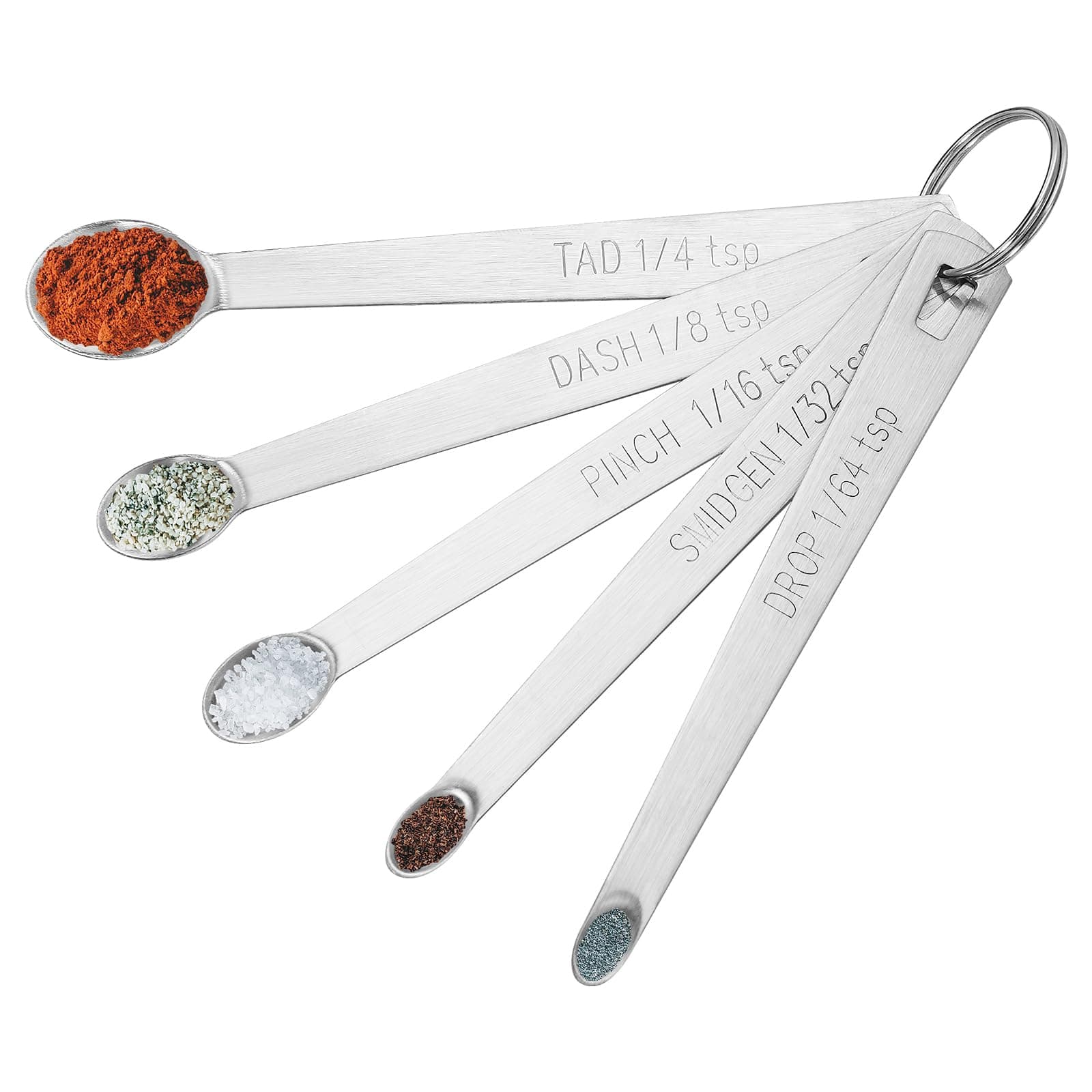 5PCS Small Measuring Spoons Set - Cuttte Stainless Steel Tiny Measuring Spoons for Cooking Baking, 1/4 1/8 1/16 1/32 1/64 TSP, Teaspoon Minispoon for Powders, Spices