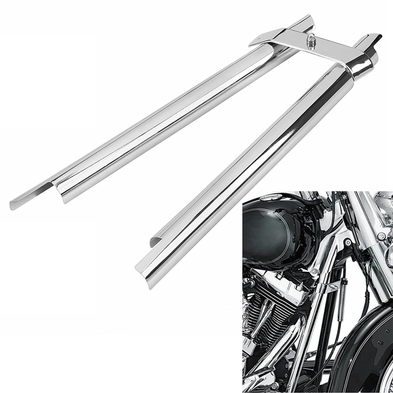 Chrome Front Frame Down Tube Covers for Harley Softail Fatboy Heritage Springer Deluxe FLSTN FLSTF FLST