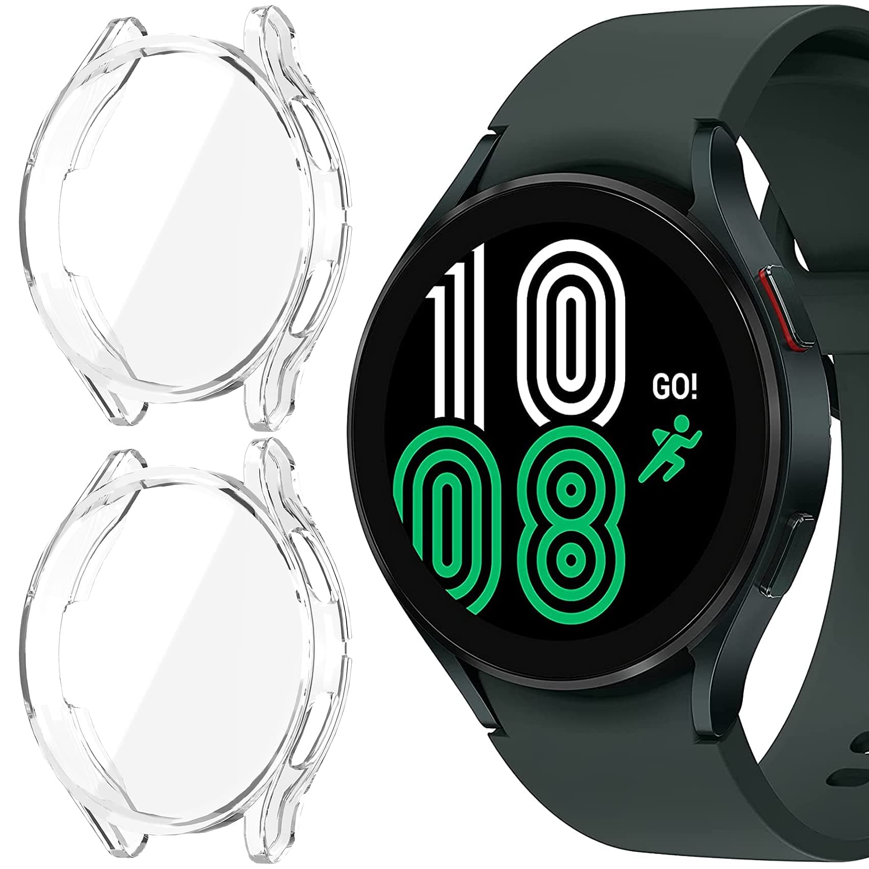 for Samsung Galaxy Watch 4 Screen Protector 44MM, All-Around TPU Anti-Scratch Flexible Case Soft Protective Bumper Cover for Galaxy Watch 4 Smartwatch (44mm, Clear+Clear)