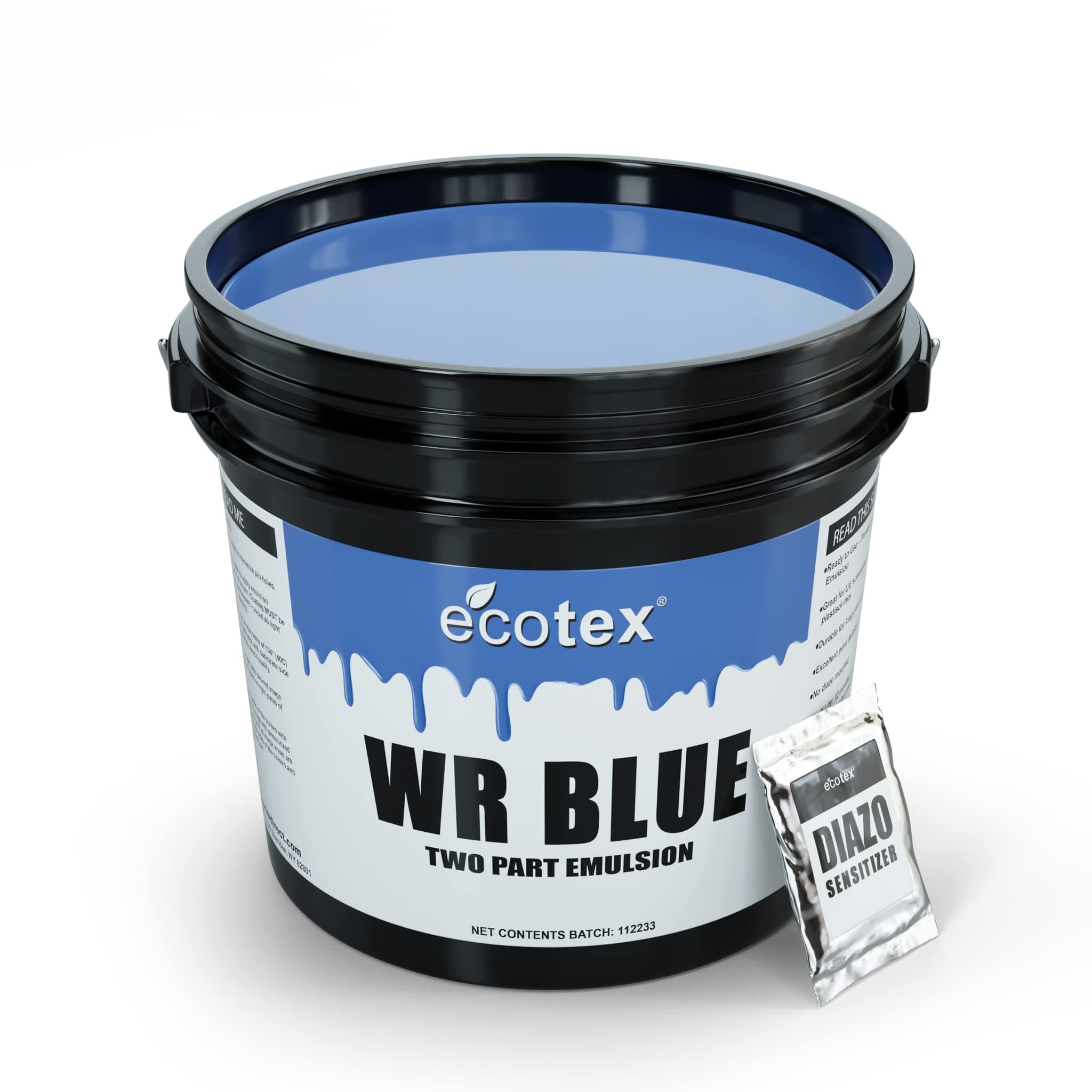 Ecotex® WR Blue Screen Printing Emulsion (Quart - 32oz.) Diazo Required Photo Emulsion for Silk Screens and Fabric - for Screen Printing Water Based Ink, Water Resistant Screen Printing Supplies