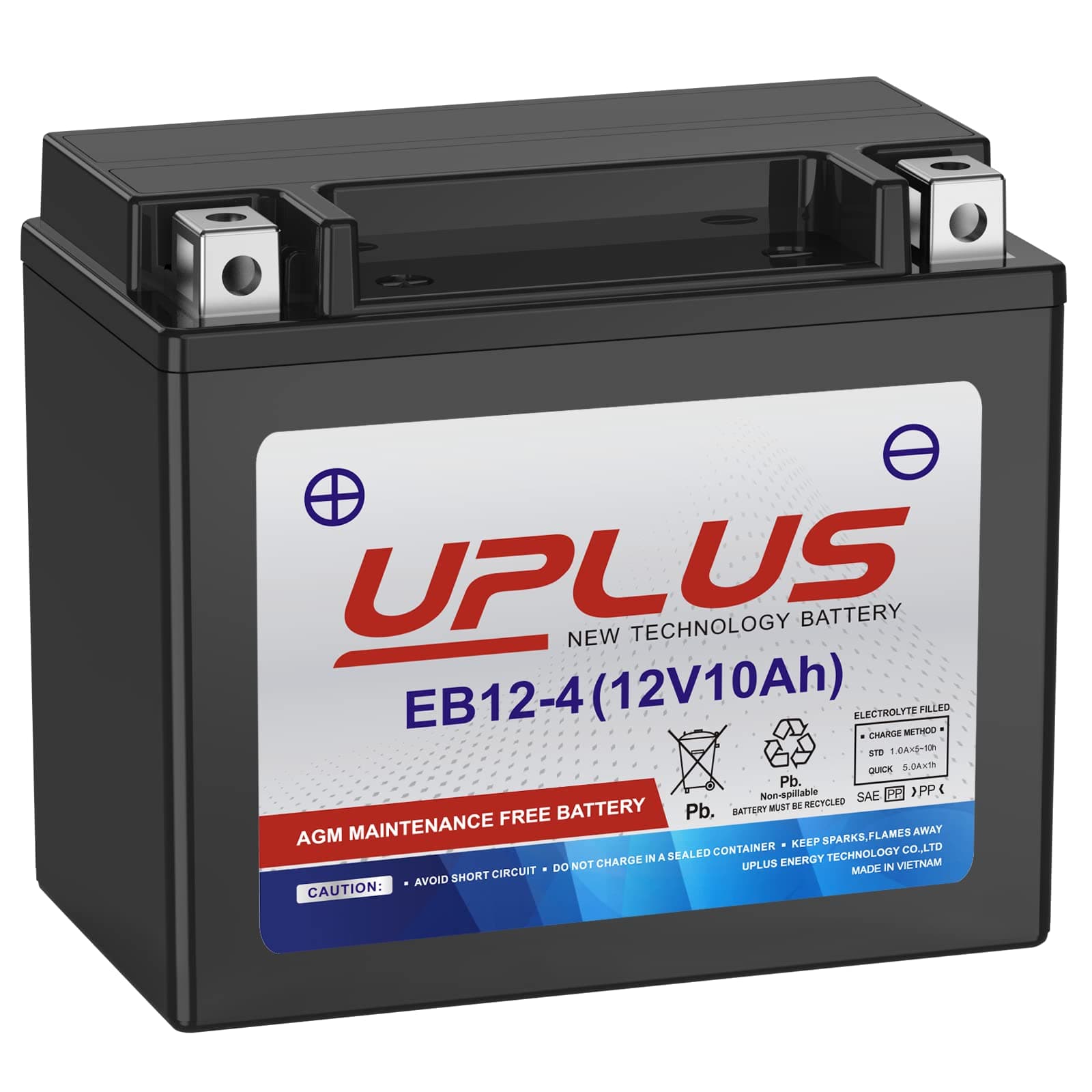 Motorcycle Battery YTX12-BS, UPLUS EB12-4 Powersports Batteries High Performance, AGM Maintenance Free Battery for Bike ATV Scooter