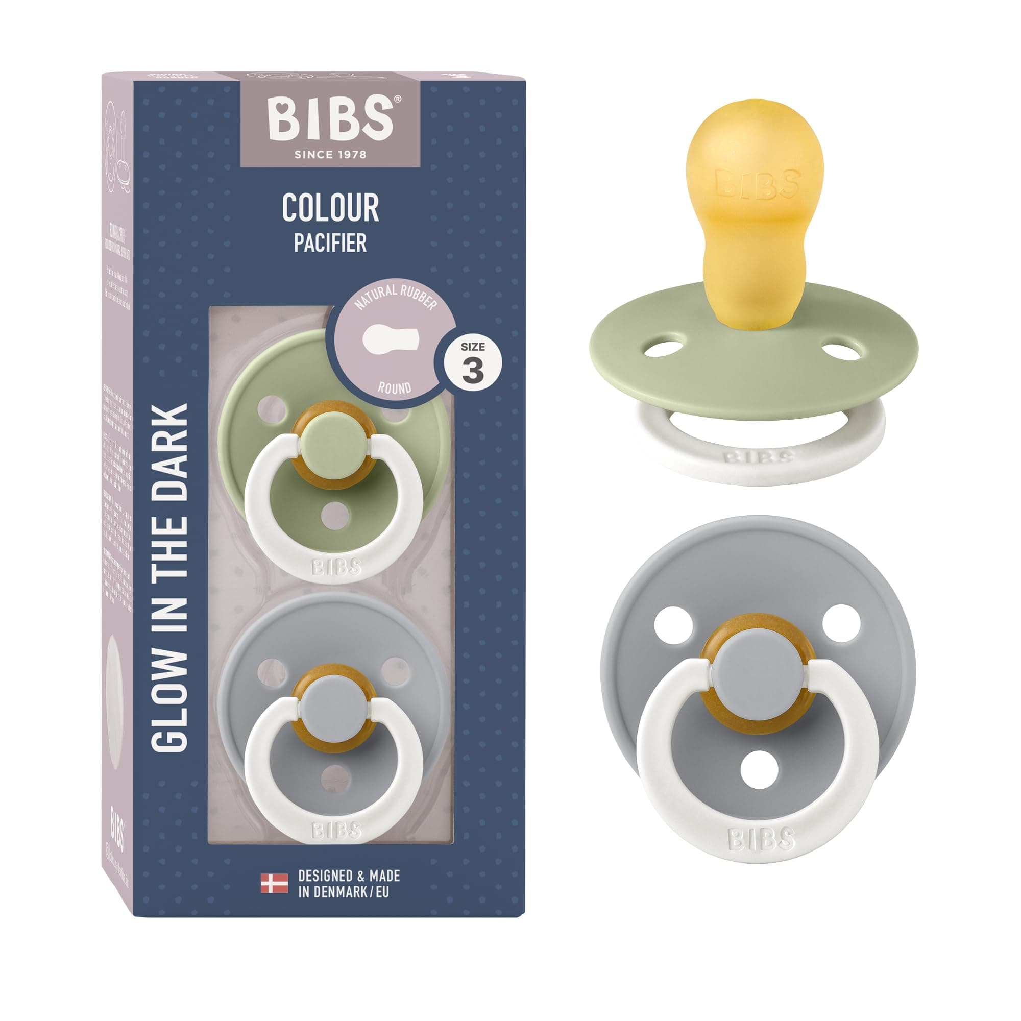 BIBS Colour 2 Pack Latex S3 Sage Glow/Cloud Glow
