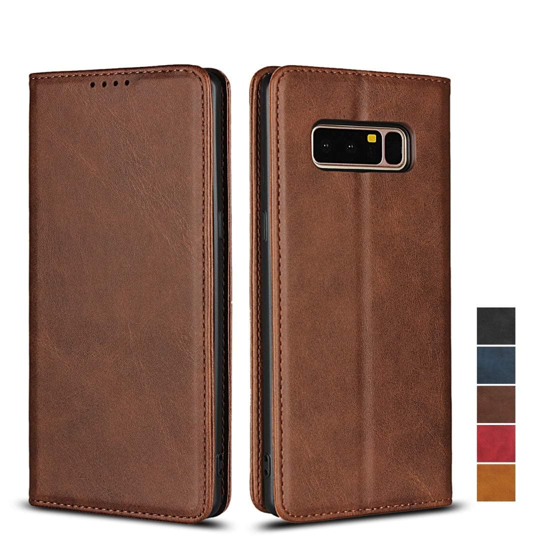 Samsung Note 8 Wallet Case, SailorTech Premium PU Leather Protective Folio Flip Cover with Stand Feature and Built-in Magnet 3-Slots ID&Credit Cards Pockets for Galaxy note8 case(6.3")-Dark Brown