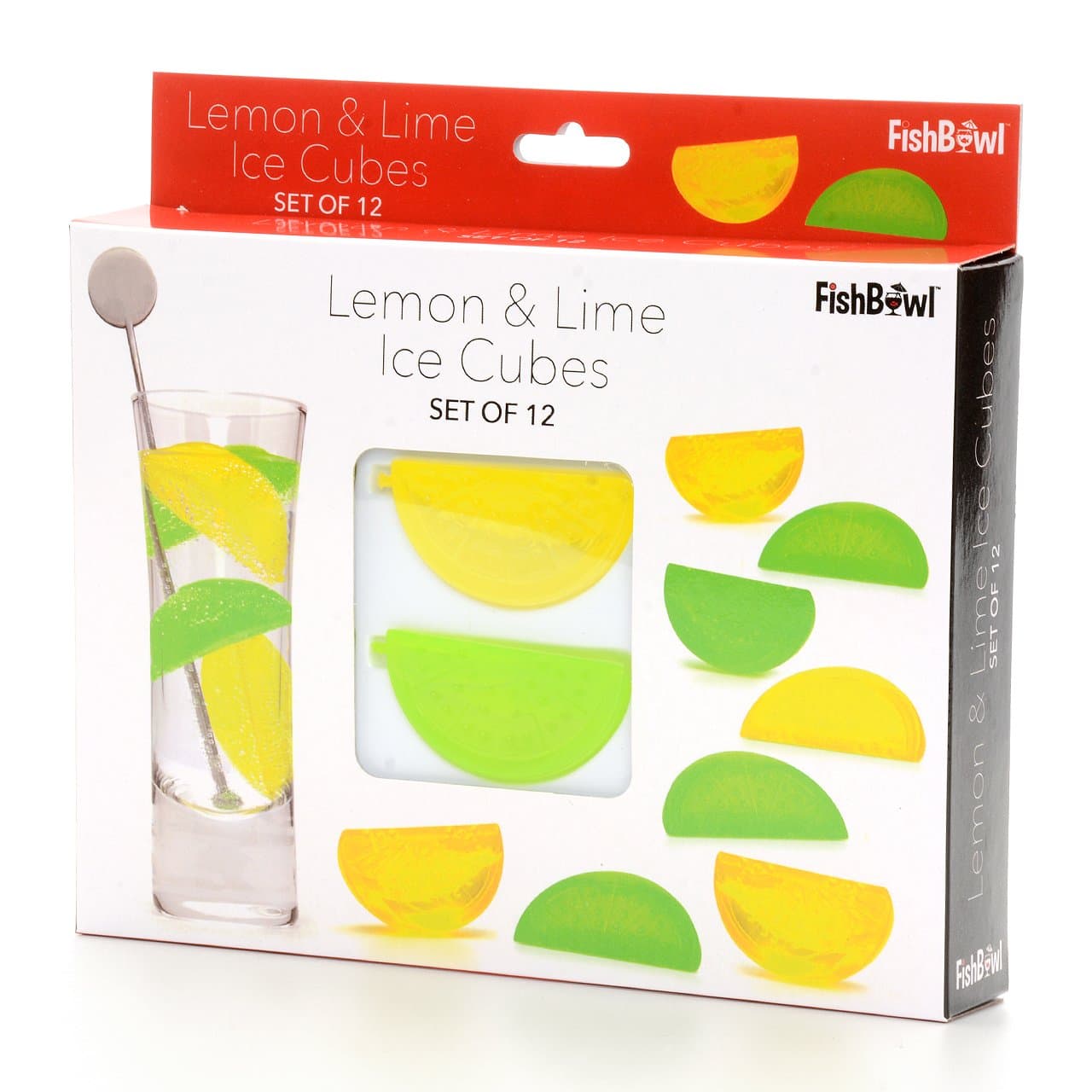 Fishbowl Reusable Ice Cubes, Lemon & Lime, Set of 12