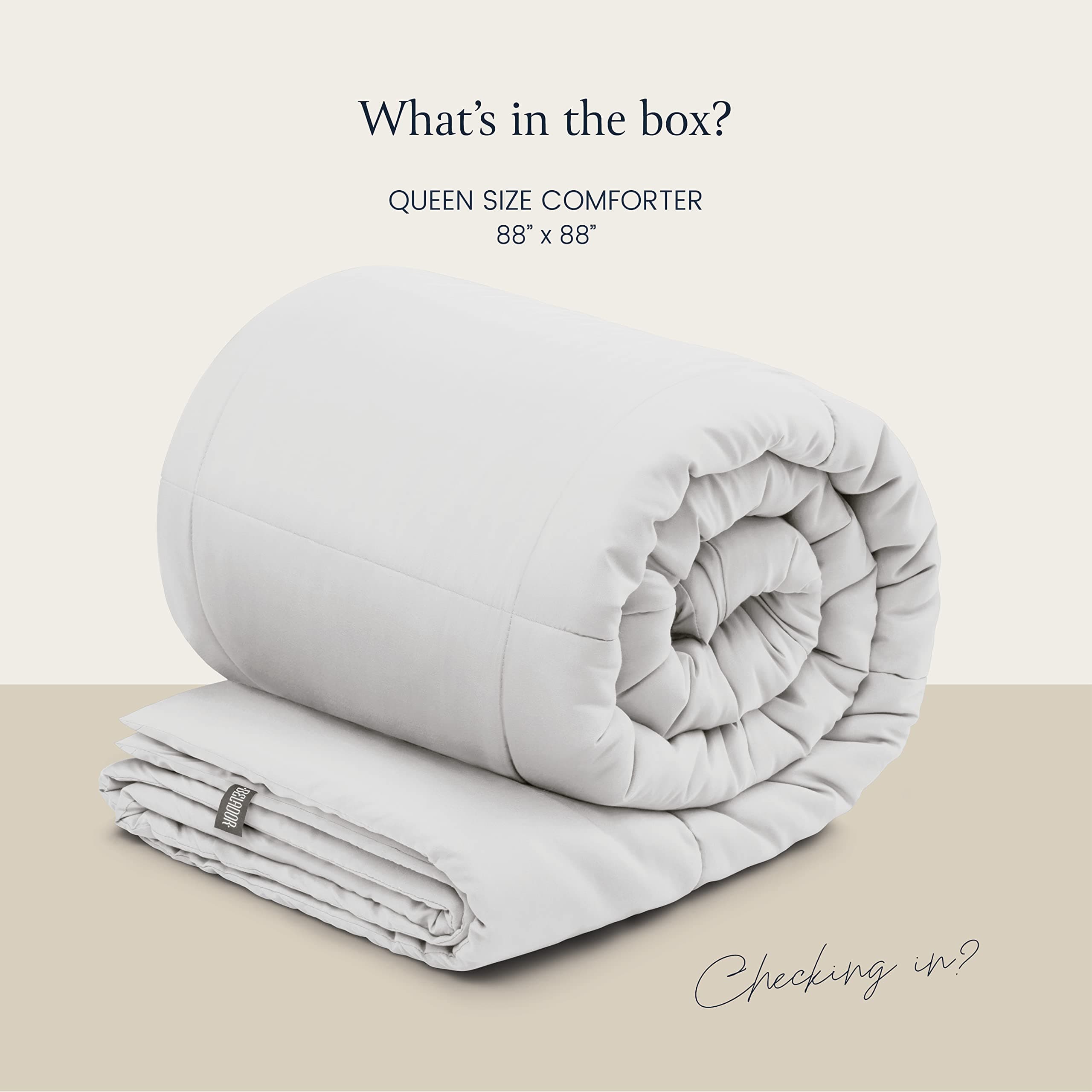 BELADOR Queen Comforter White Duvet Insert Queen Size Bed Comforter- All-Season Down Alternative Comforters, Mid-Plush Lightweight Comforter, Box Quilted Siliconized Fiberfill Oeko-Tex Hotel Comforter