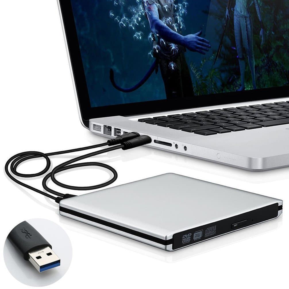 Ultra Slim External USB 3.0 CD/DVD-RW Writer Burner Player for MacBook Pro Air iMac or Other PC/Laptop