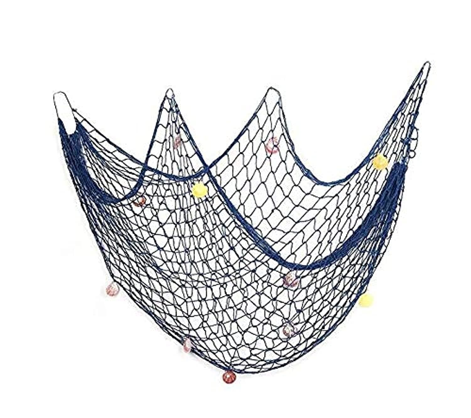 Decorative Fish Net, Mediterranean Style Nautical Decorative Fishing Net with Shells and Anchor Home Decor Room Decoration (2mx1.5m, Blue)