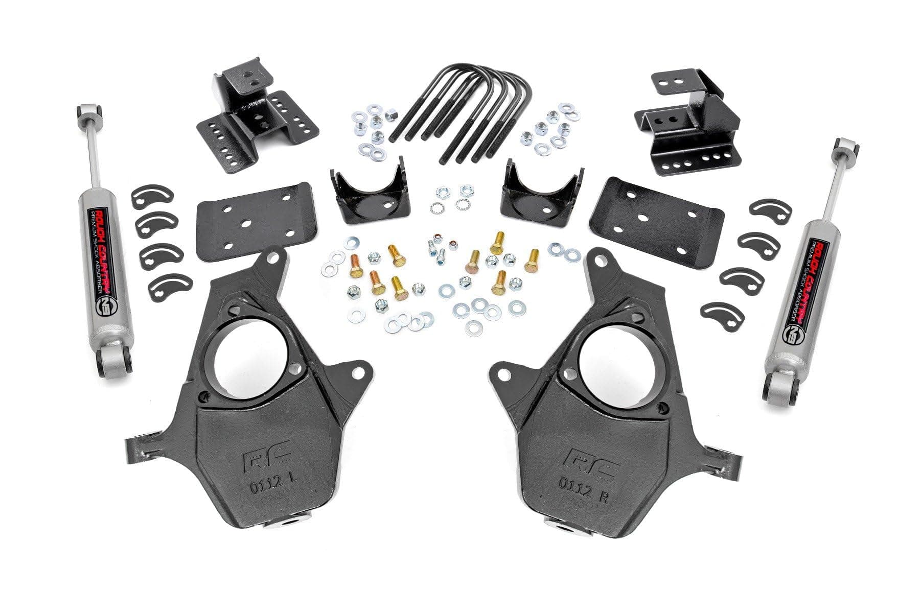 Rough Country 2" Front 4" Rear Lowering Kit for 14-18 Chevy/GMC 1500 2WD - 71630
