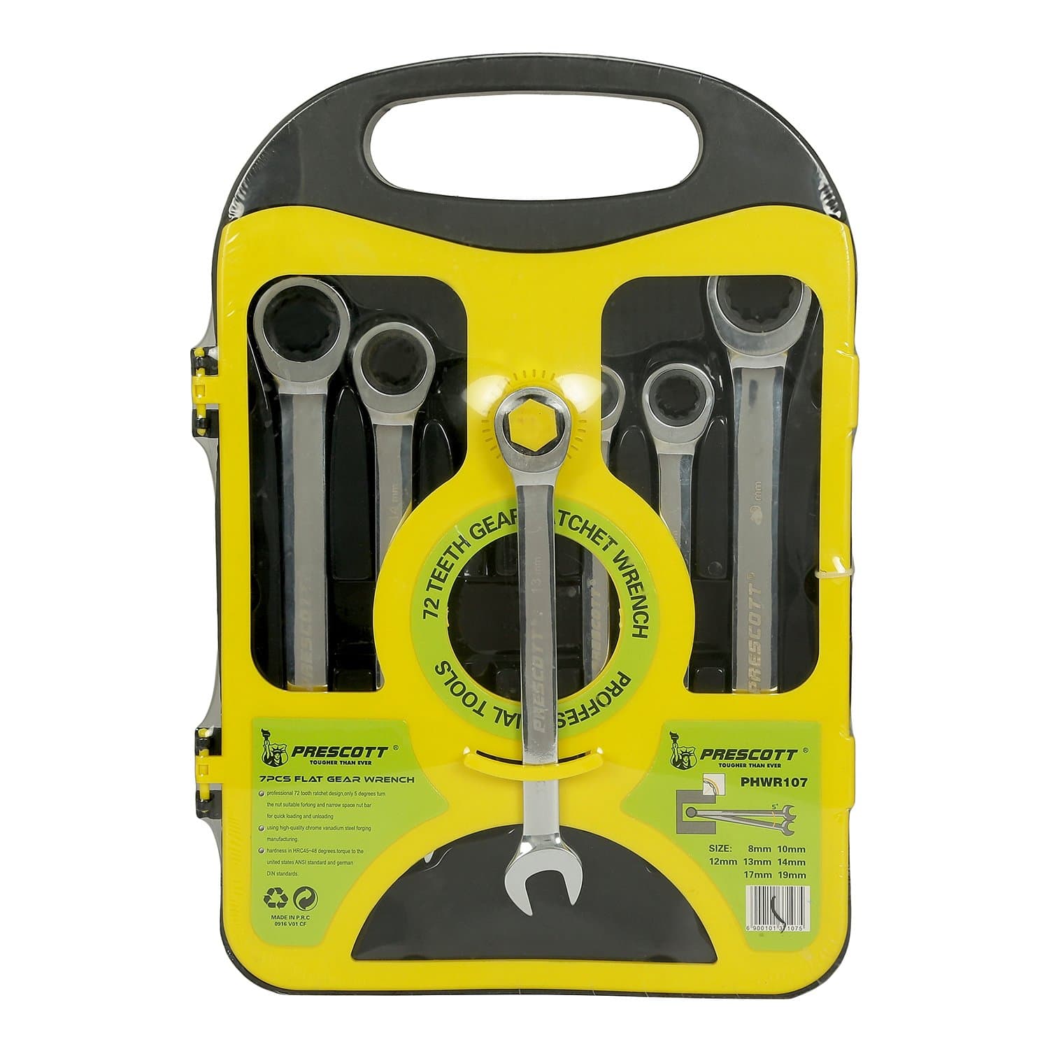 Prescott Flat Gear Wrench (Silver, 7 Pieces)