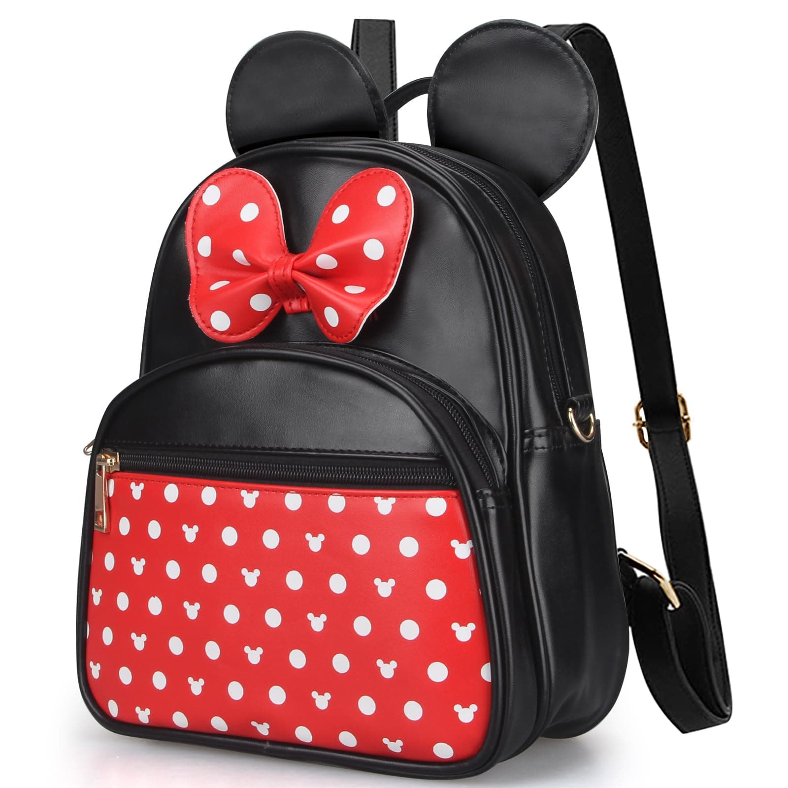 Cute Red Backpack for Girl Bowknot Polka Dot Mini Mouse Leather Backpacks for Toddler Little Girl Backpack Kids Small Travel Backpacks Convertible Shoulder Bag Purse for Children Daypack