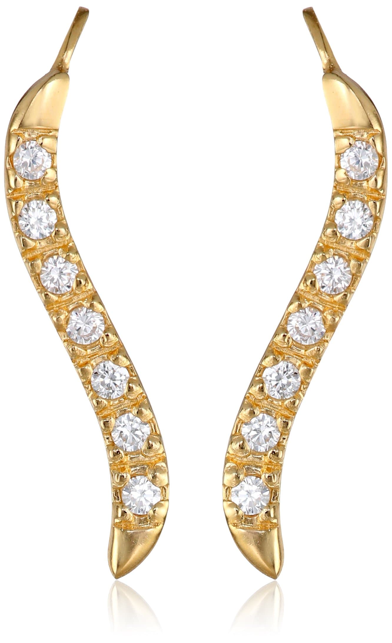 Cubic Zirconias Gold Over Silver Short Version Classic Earrings