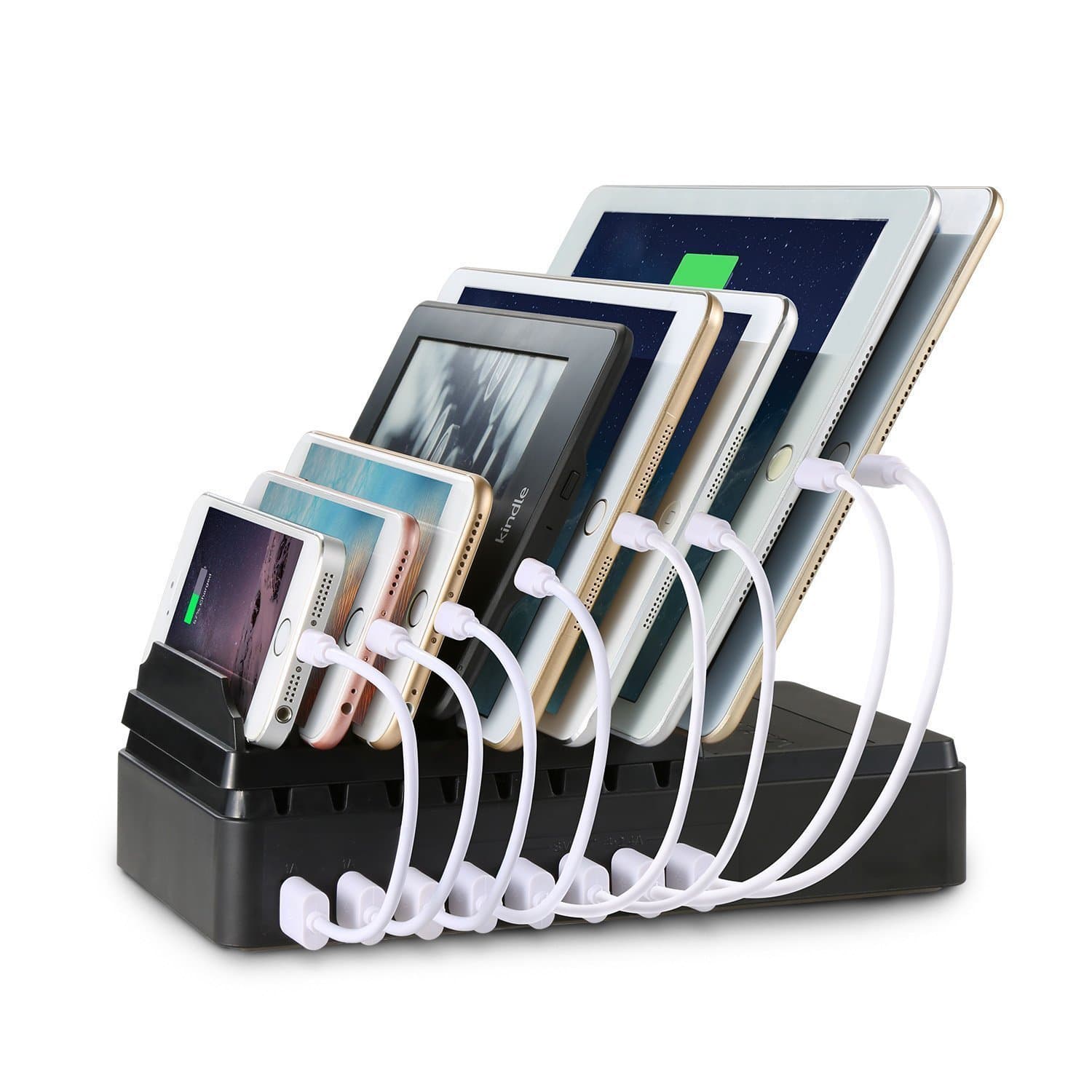 Multi-Port USB Charging,SOLCO 8 Ports Charging Organizer Quick Charger 2.0 Fast Charging Dock for iPad/iPhone 7/7 Plus,Wireless Charger for S7 / S6