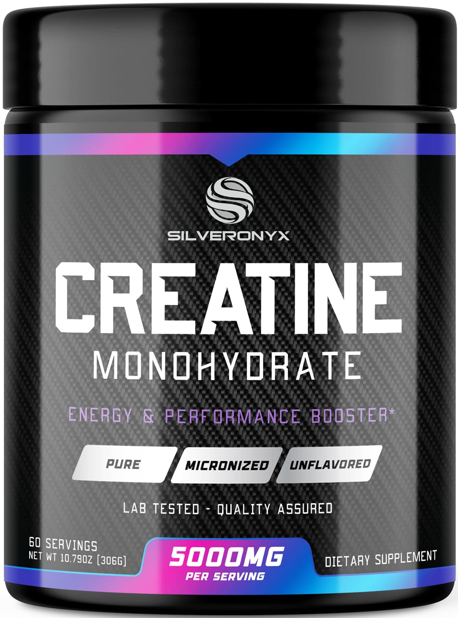 Creatine Monohydrate Powder 5000mg Per Serving - Pure Micronized Creatine Mono Nutritional Supplement - Pre Workout for Energy & Muscle Support, Unflavored Mono Powder, Bottled in USA - 60 Servings