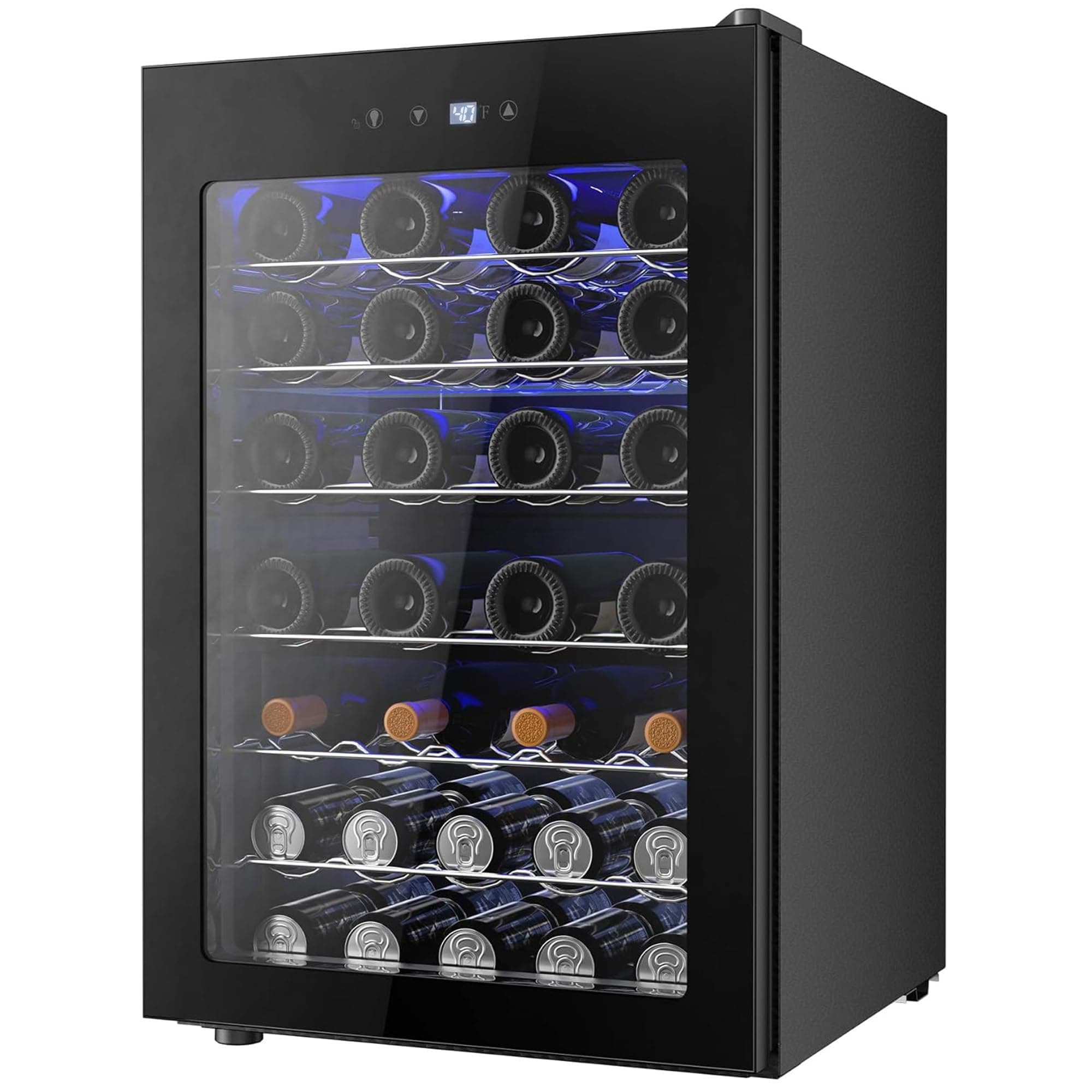 4.5 CU.FT Wine Cooler Refrigerator, Small Freestanding Wine Fridge for Red, White and Champagne, Mini Fridge with Adjust Temperature, Black