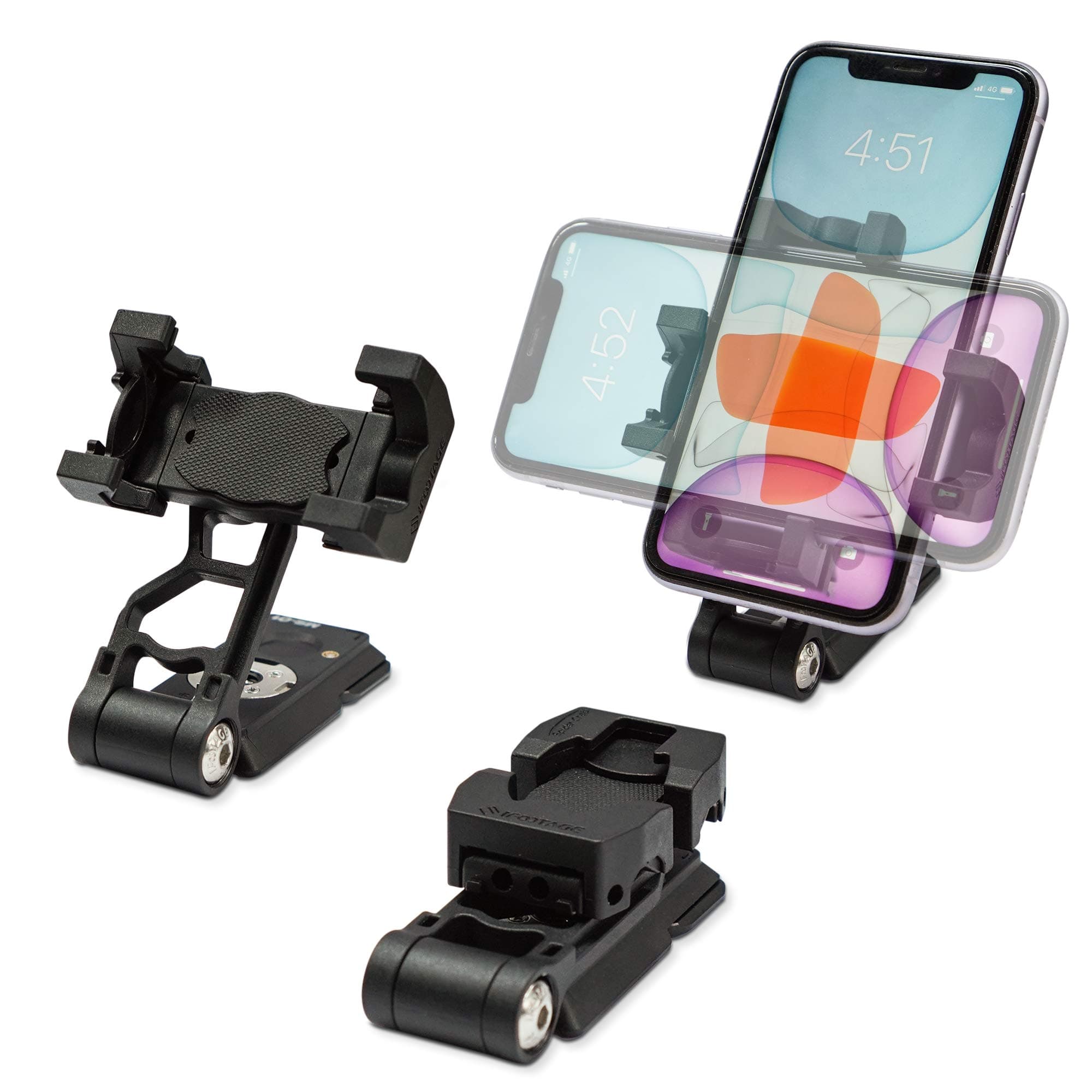 IFOOTAGE Universal Phone Tripod Mount Adapter with Cold Shoe, 360° Rotation Cell Phone Holder for Tripod Selfie Stick Monopod, Desk Phone Stand with Adjustable Clamp