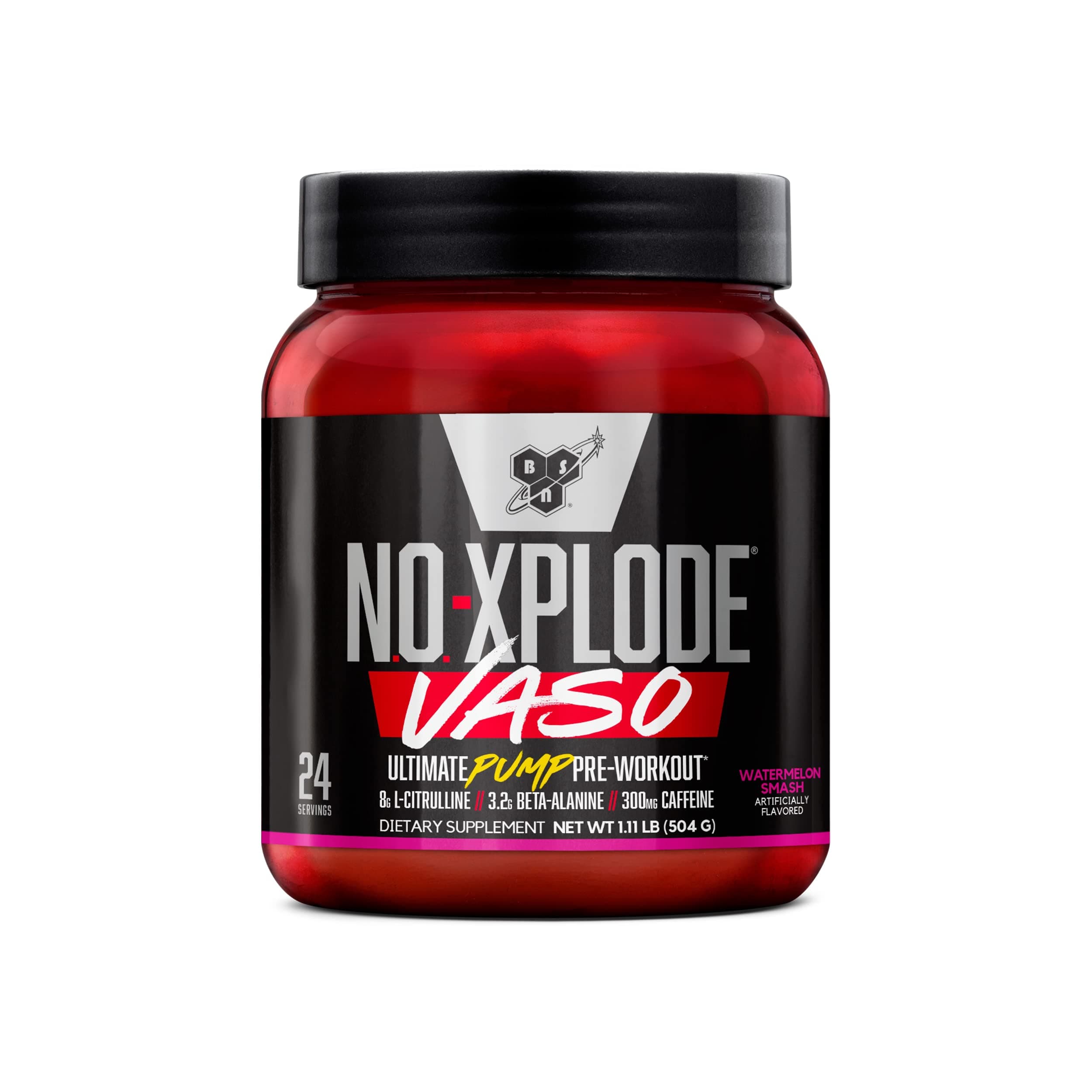 N.O.-XPLODE Vaso Pre Workout Powder with 8g of L-Citrulline and 3.2g Beta-Alanine and Energy, Flavor: Watermelon Smash, 24 Servings