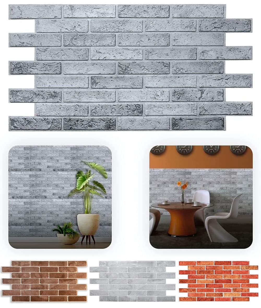 Smart Profile 3D Wall Panel - PVC Casted Faux Brick - 50 Sq Ft for Full Wall Interior Coverage - Heat, Scratch & Moisture Resistant Design for Home, Kitchen, DIY - Light Brick - 38.6" x 19.6"