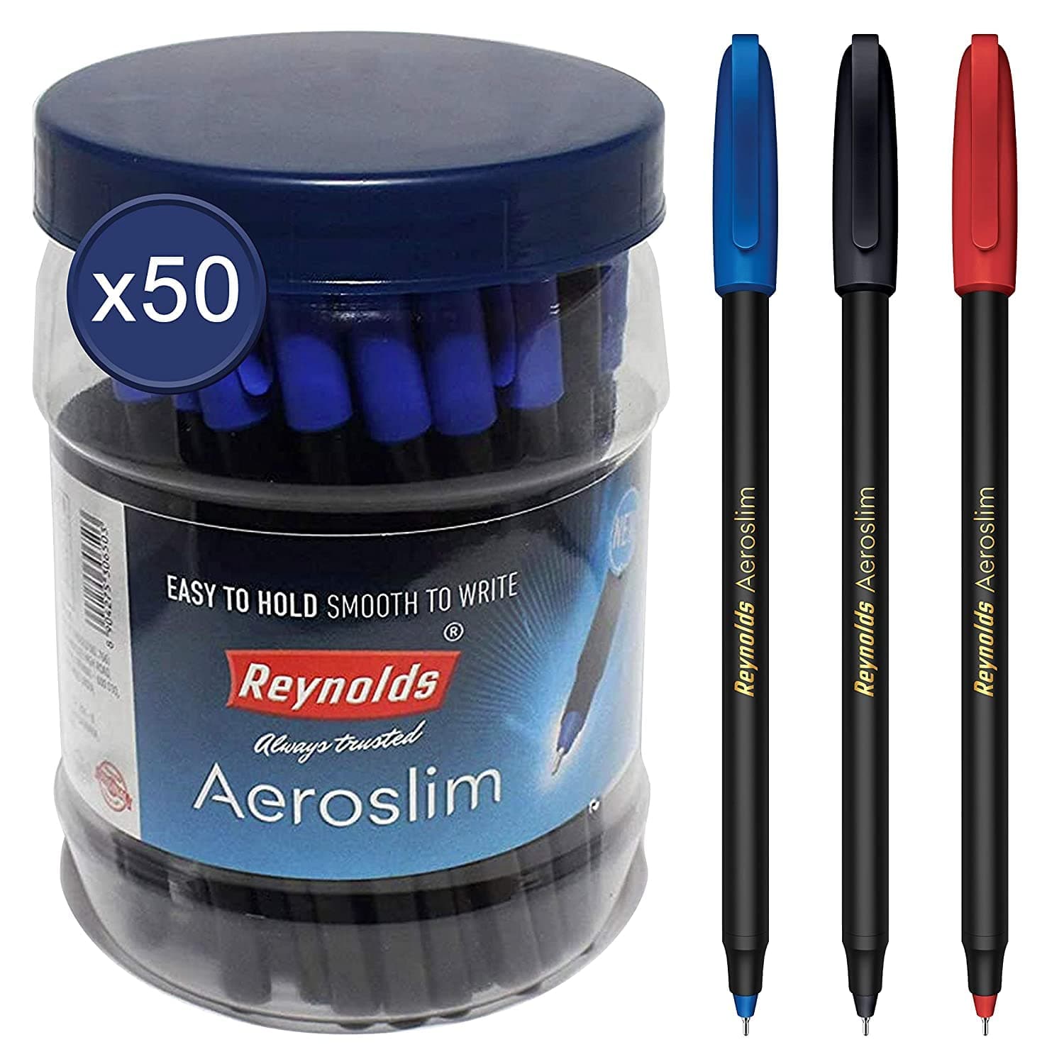 Reynolds Aeroslim Pen, Assorted - Jar (50 Count)