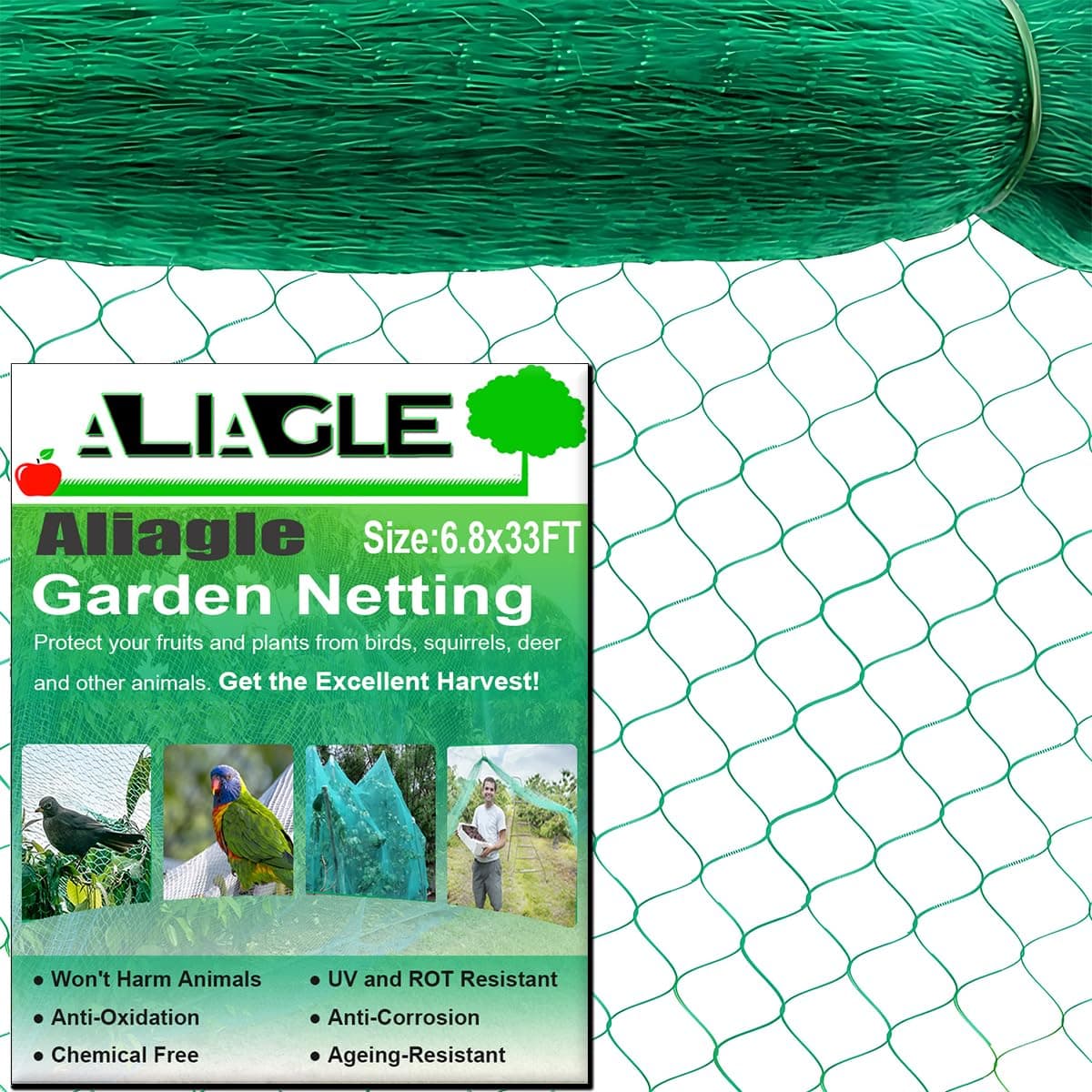 Bird Netting for Garden Protect Vegetable Plants and Fruit Trees, Garden Net Doesn't Tangle and Reusable Fencing Protect Fruit Vegetables from Birds,Deer,Squirrels and Other Animals(6.8x33Ft)