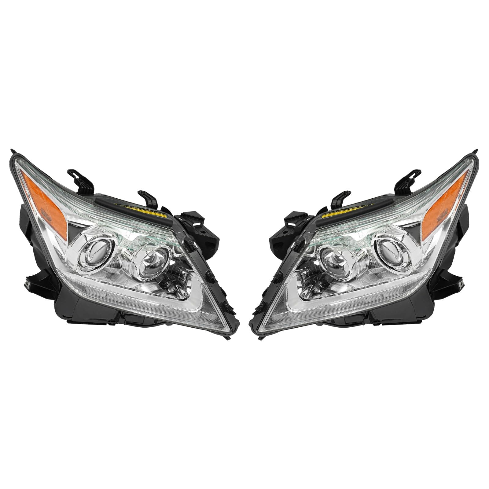 Front Headlight Assembly for 2013-2015Lexus LX570 w/O AFS Model, Left Driver+Right Passenger Side Replacement Xenon Headlamp Chrome Housing w/LED DRL, Front Head Light Lamp Clear Lens