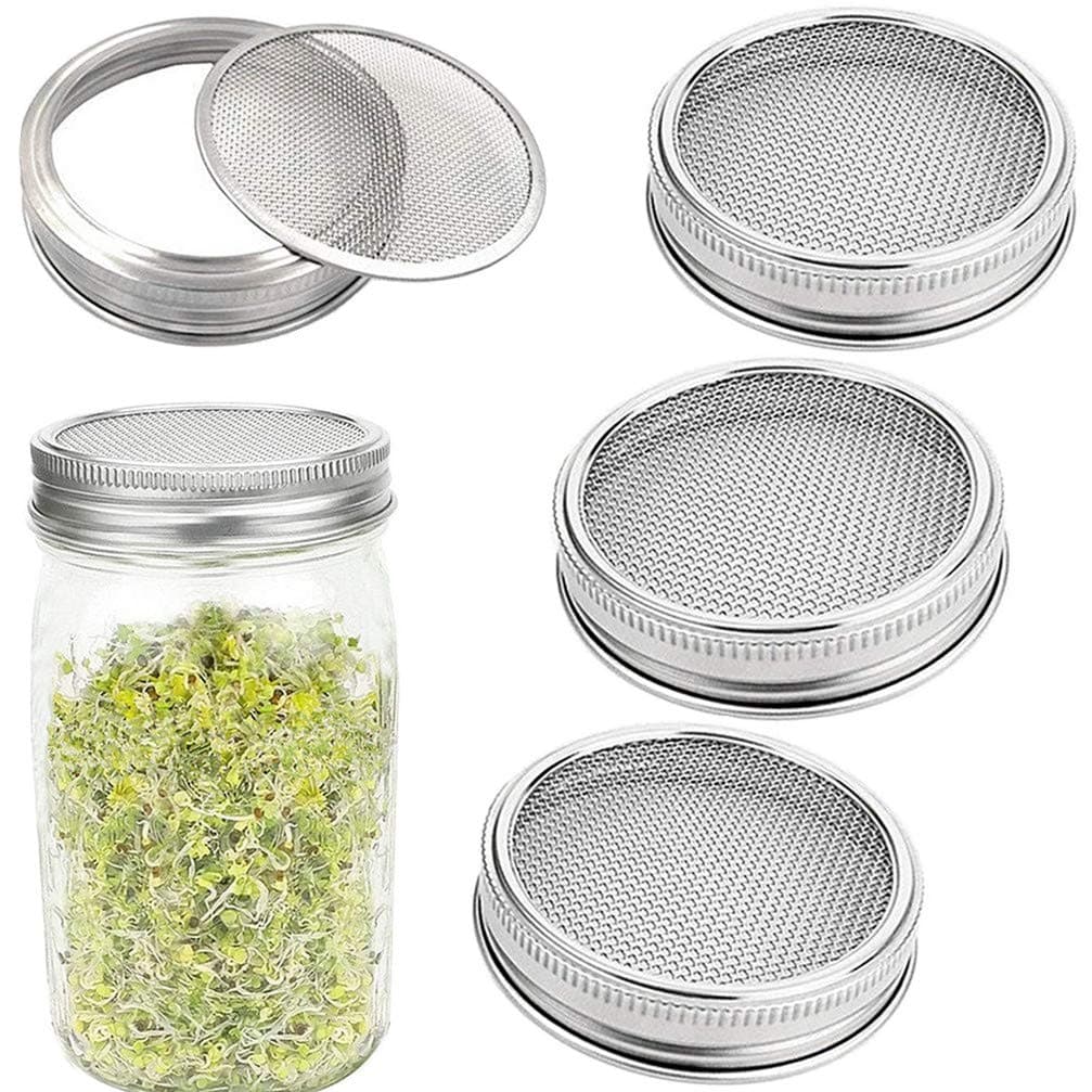 Stainless Steel Mesh Jar Sprouting Strainer Lid Kit ( 4 Pack)