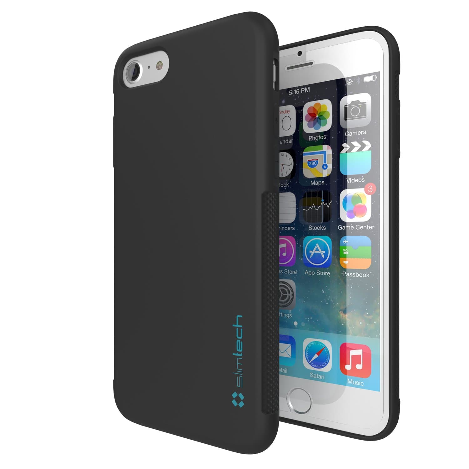 Black iPhone 7 Case (4.7 Inches) | Ultra Slim Design by Slimtech | Non Slip and Shockproof Cover | Eco-Friendly Soft TPU Case & Free Anti-Scratch Screen Protector