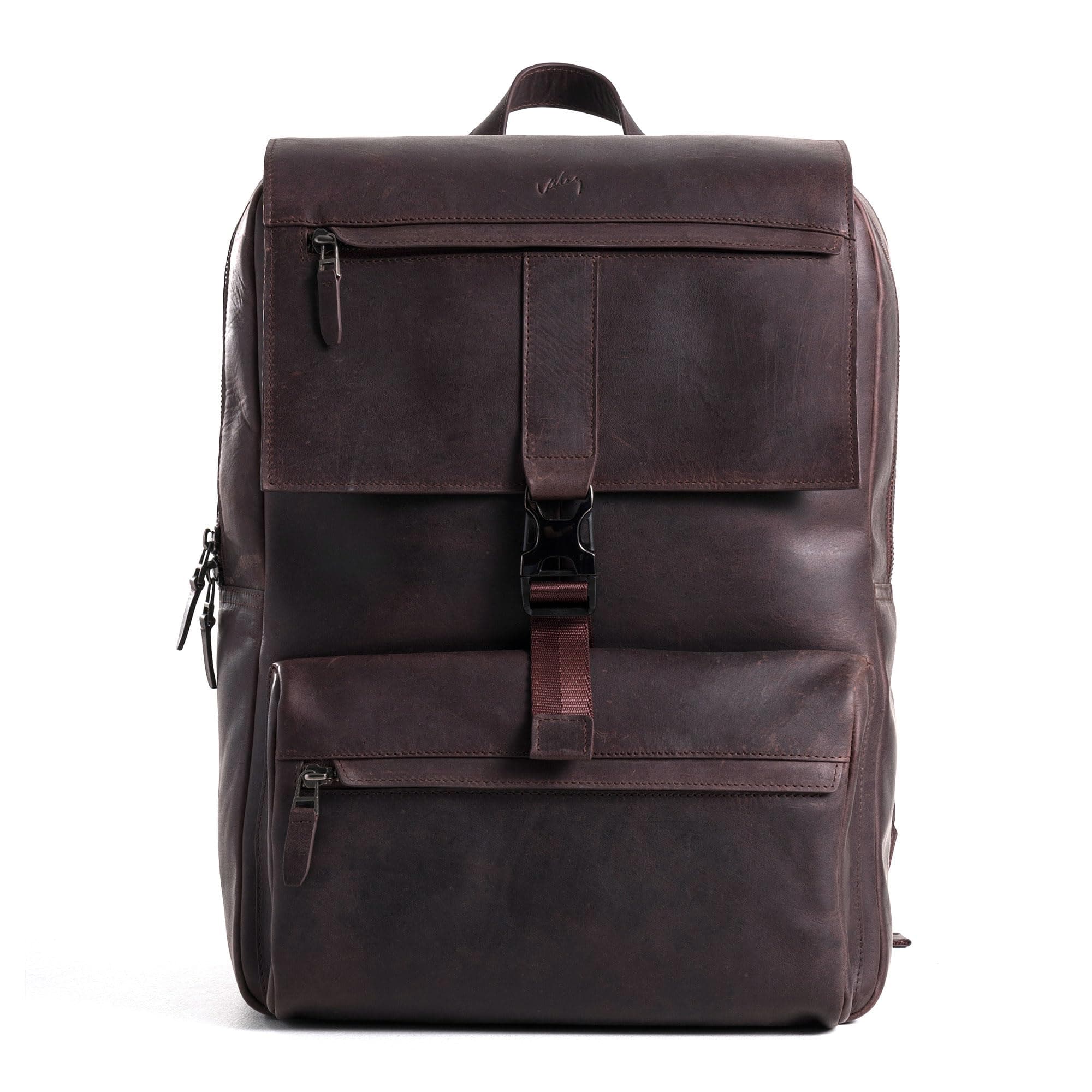 VELEZ Top Grain Leather Backpack for Men - 17" Laptop Bag for Work - Mens Computer Shoulder Bags Large Capacity