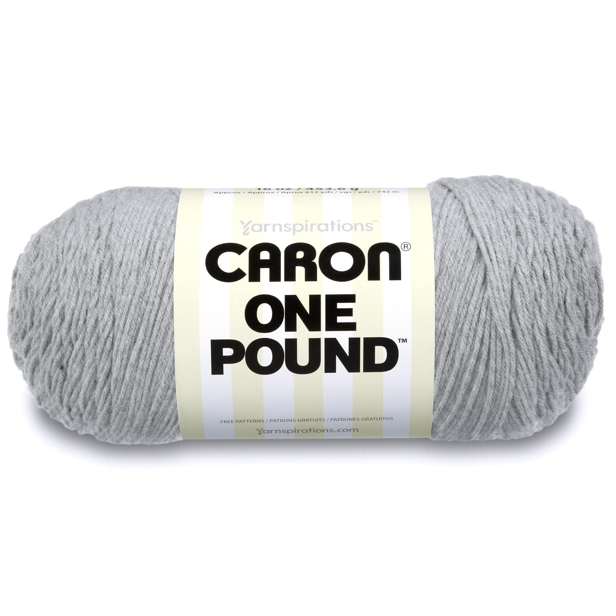 Caron One Pound Solids Yarn, 16oz, Gauge 4 Medium, 100% Acrylic - Grey Mix- For Crochet, Knitting & Crafting (1 Piece)