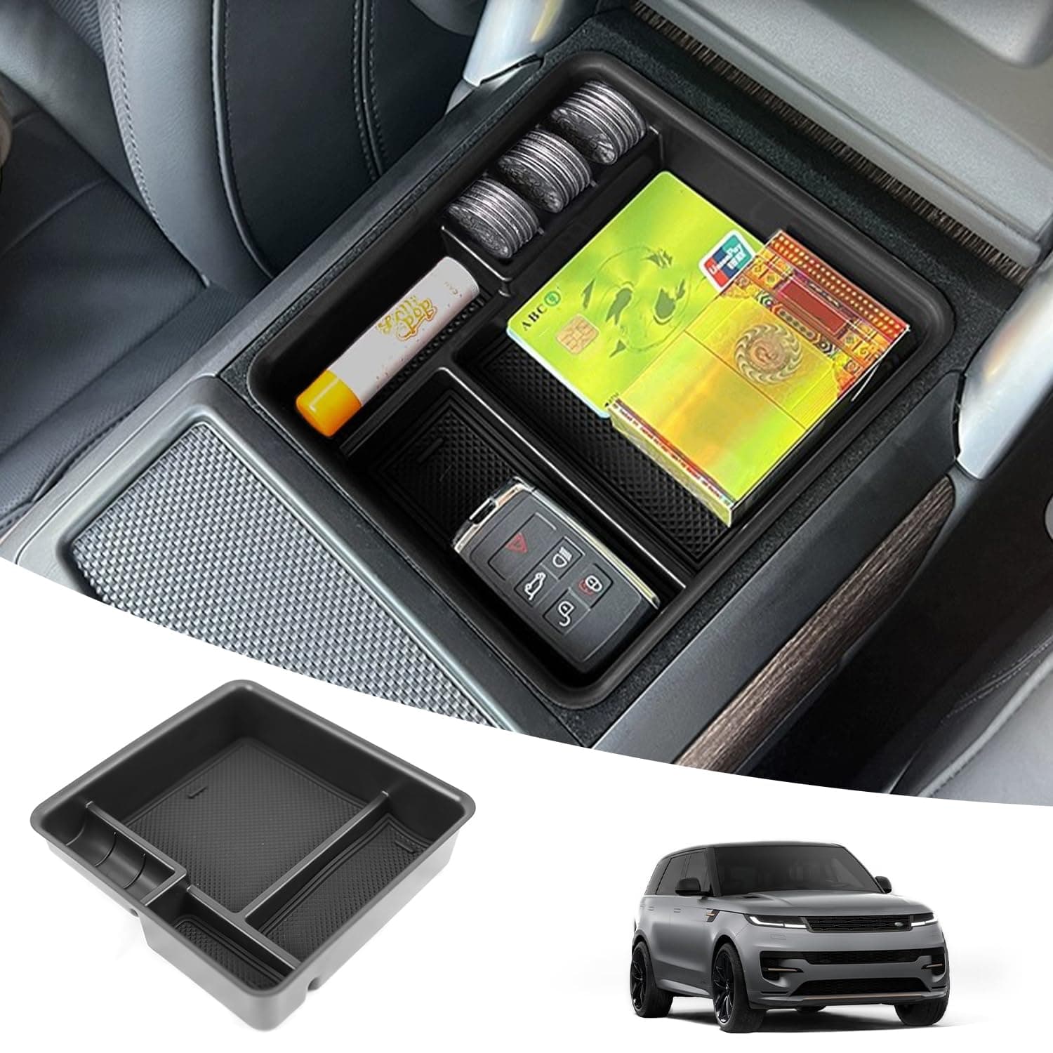 Center Console Organizer Compatible with 2023-2025 Range Rover Vogue L460 & Range Rover Sport (ONLY for No Refrigerator Version) Armrest Storage Box Insert Tray Interior Accessories