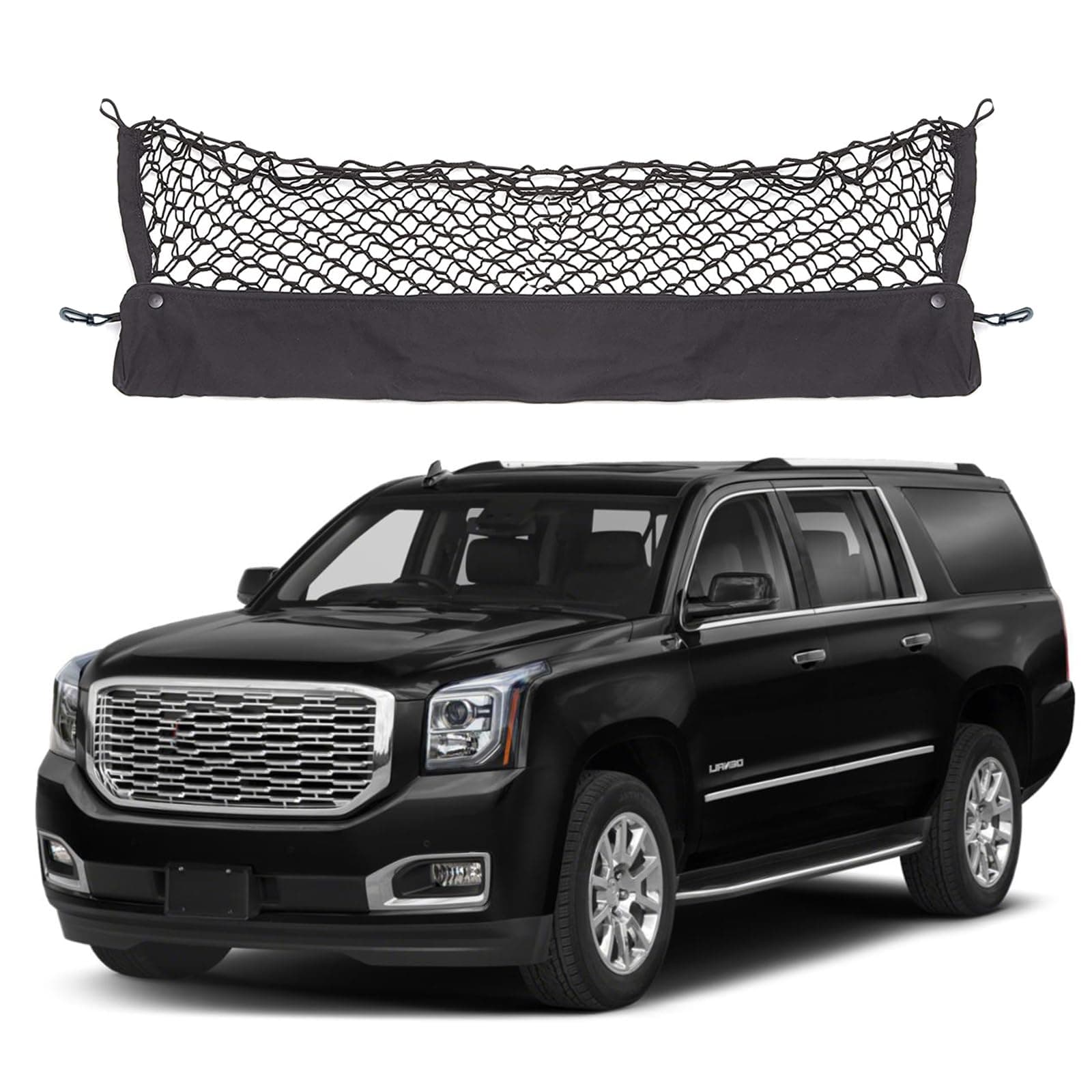 Envelope Style Trunk Cargo Net Compatible with Cadillac Escalade, Chevrolet Chevy Suburban, GMC Yukon XL Denali SLE SLT AT4 New 2024 2023 2022 2021 2020 2019 2018 2017-2015 Car Rear Tailgate Netting
