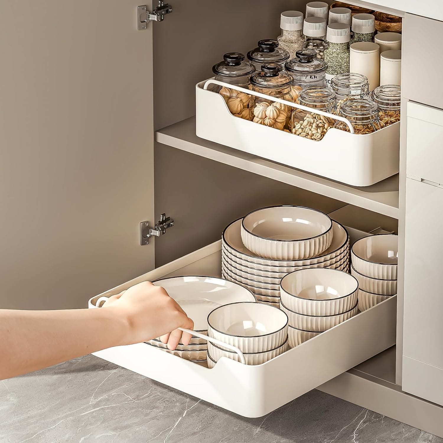 Pull Out Cabinet Organizer Kitchen Storage Organizer, Slide Out Cabinet Drawer Organizer, Heavy Duty Kitchen Cabinet Organizers and Storage, Multifunction Pull Out Drawers for Kitchen Cabinet Pantry
