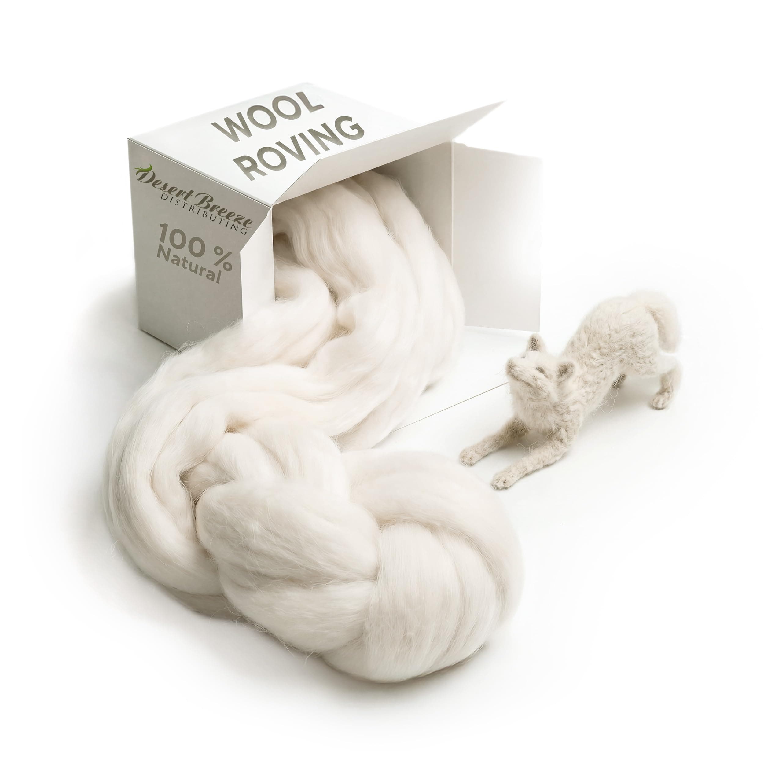 Wool Roving Top – 8 OZ Natural Corriedale, Bulk Pack, Best Core Wool for Needle Felting Wool, Wool Felting, Dryer Balls, Yarn Roving - Ethically Sourced, Processed in USA - White Ecru, 29.5 Micron