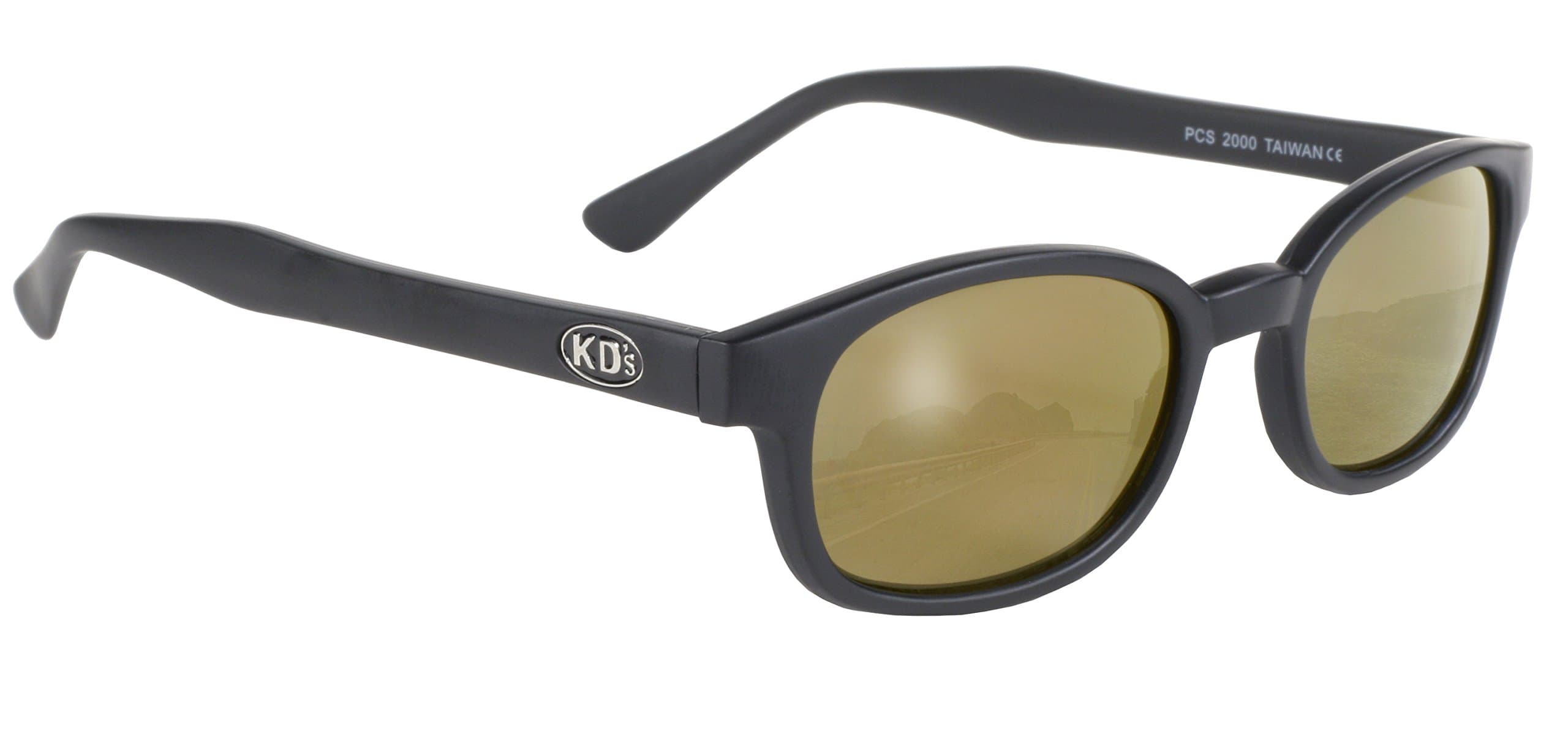 Pacific Coast Original KD's Biker Sunglasses (Black Frame/Gold Mirror Lens)