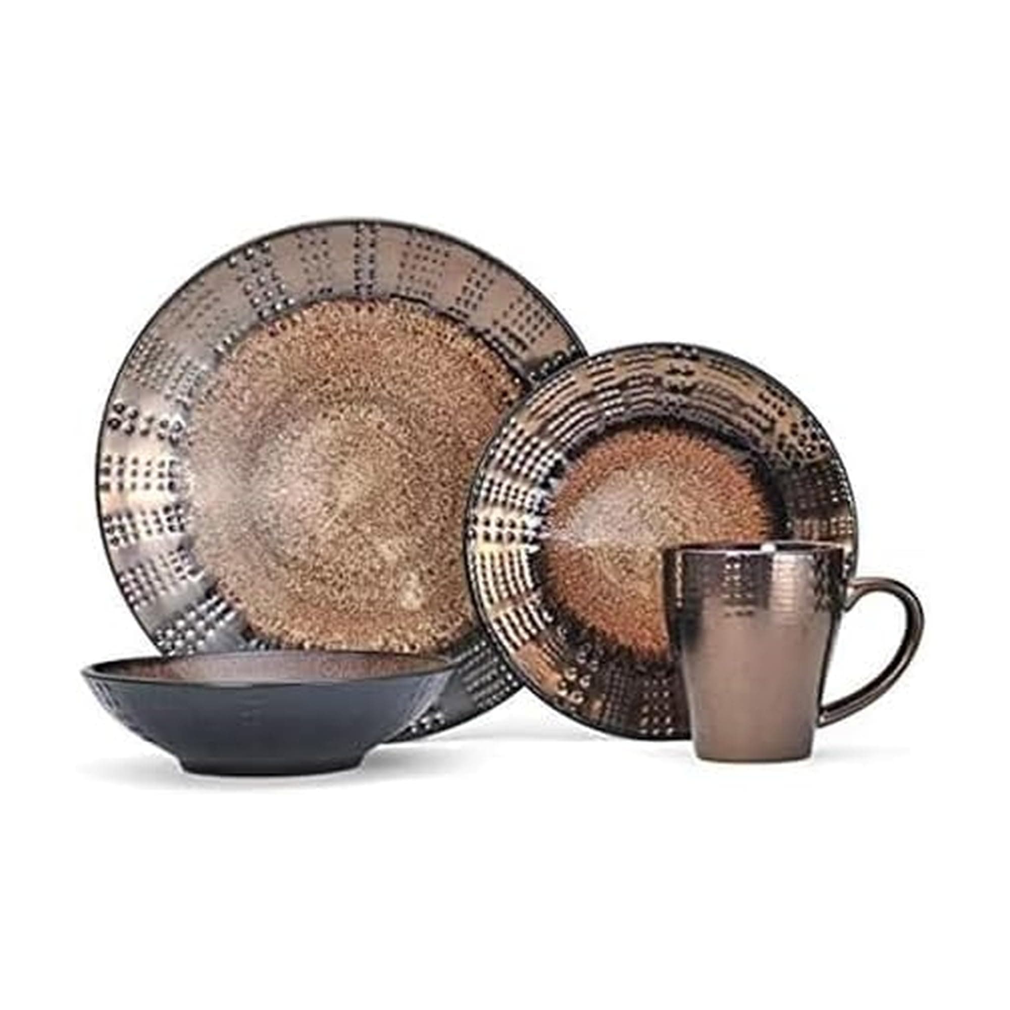 Mikasa Gourmet Basics Verona 16-Piece Stoneware Dinnerware Set, Service for 4, Includes Dinner Plates, Salad Plates, Soup Bowls and Mugs, Dishwasher and Microwave Safe