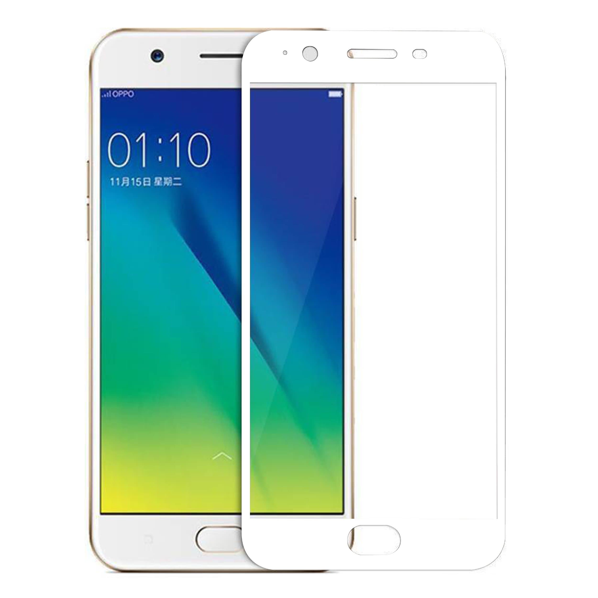 Heartly Premium Tempered Glass 3D Curved Edges Full Screen Protector with Upgraded Frame Technology for Oppo A57 - Frame White
