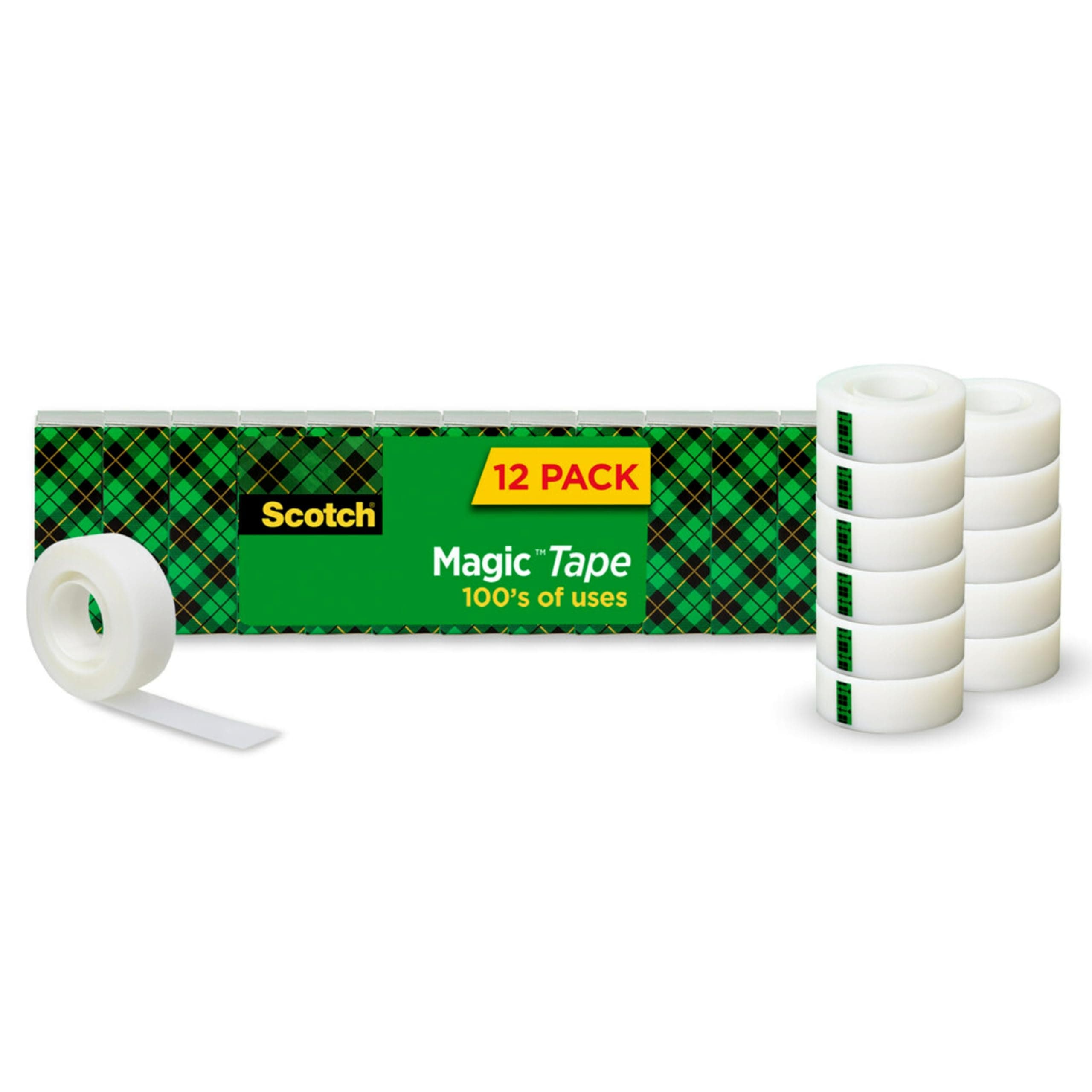 Magic Tape in Box 3/4 x 1299 in (19mm x 33m), 1 roll/box - 12 rolls/pack | Invisible | Removable | Sticky Tape | For Document Repair, Labelling and Sealing | Scotch Tape | Boxed individually