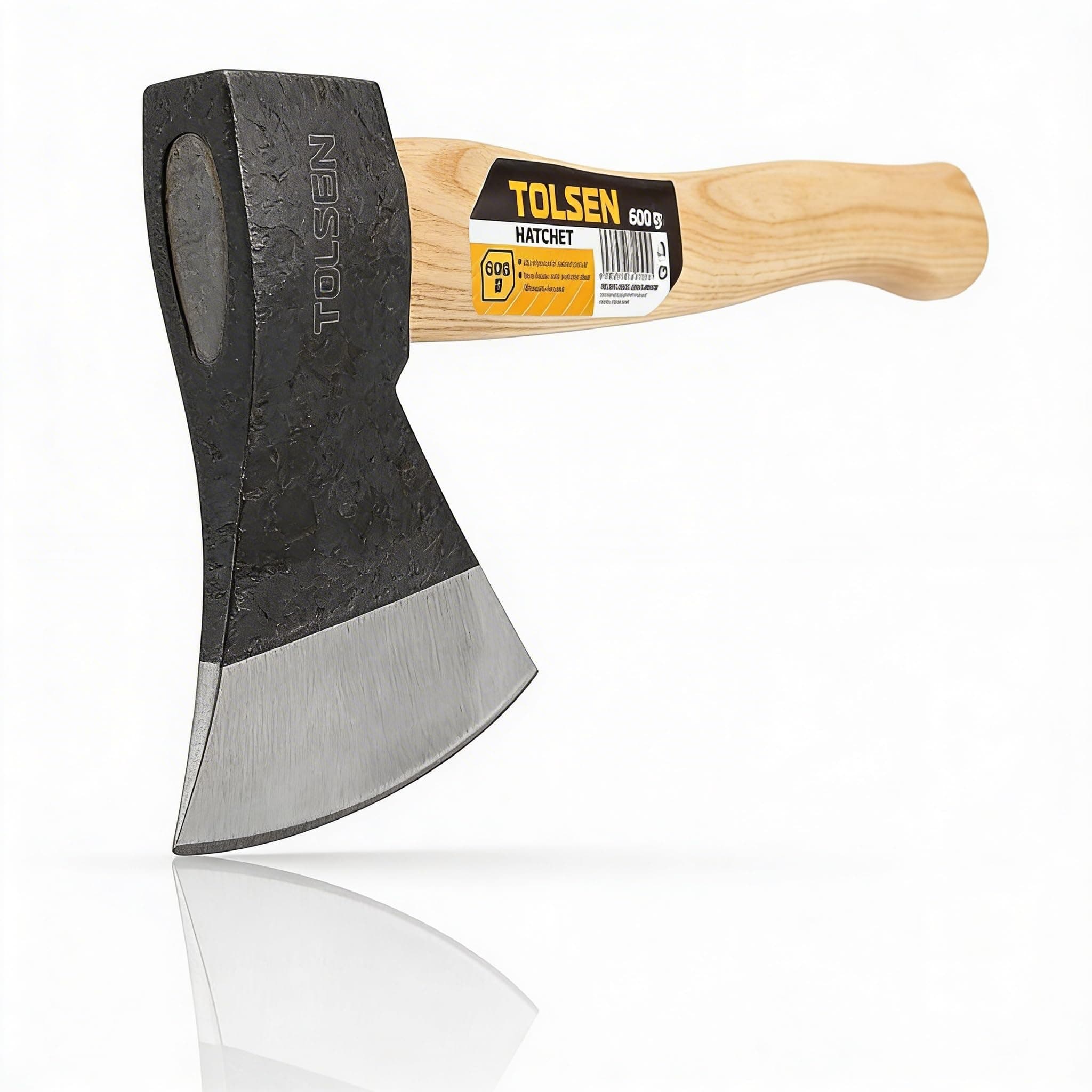 Tolsen Axe 1250g with Drop Forged Steel Blade and Wooden Handle, Balanced Striking Tool with Polished Finish for Wood Processing, Outdoor Tasks, Garden Work, and General Cutting Applications