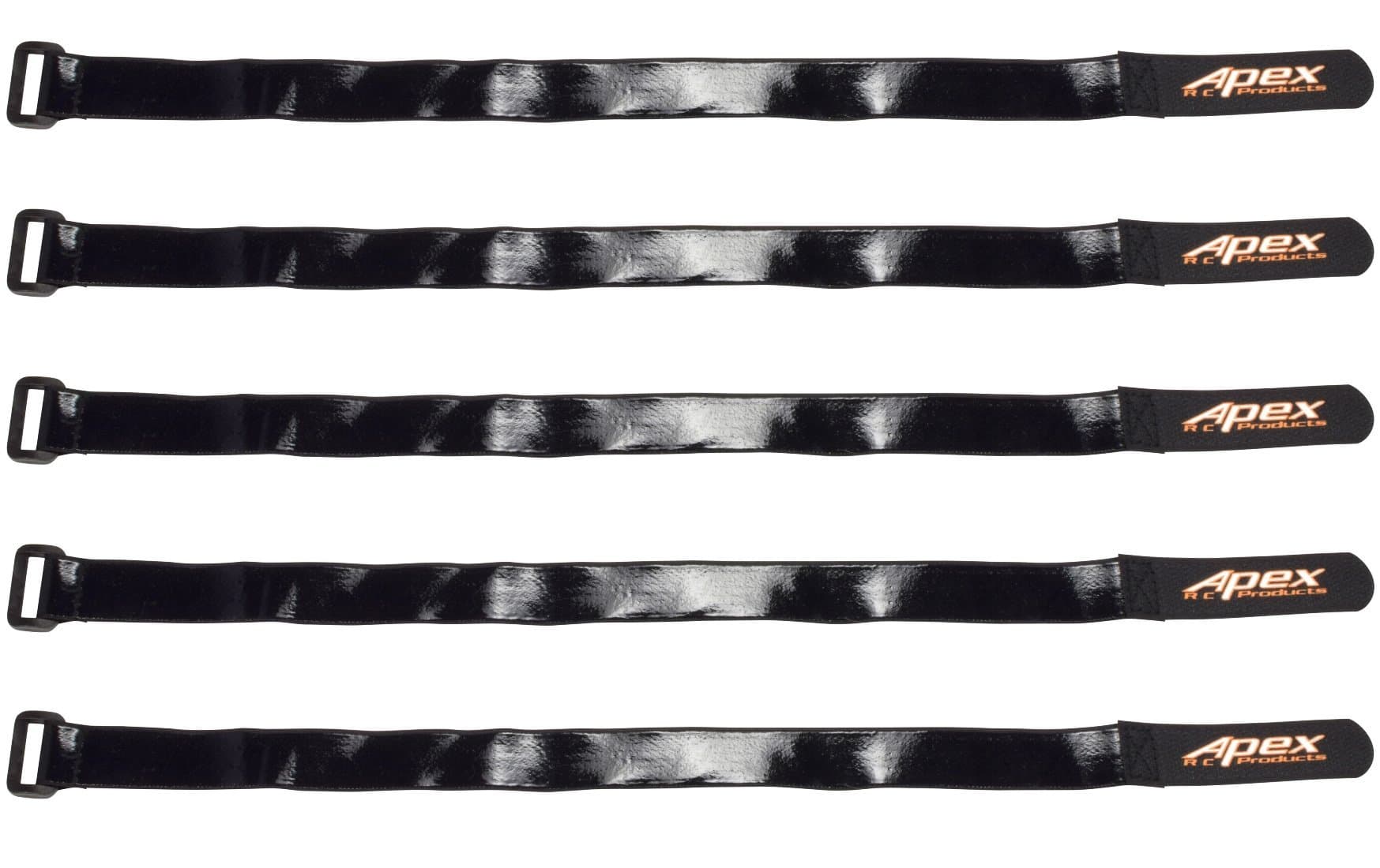 5 PACK 20mm x 400mm HD Rubberized Non-Slip Battery Straps - Apex RC Products #3032
