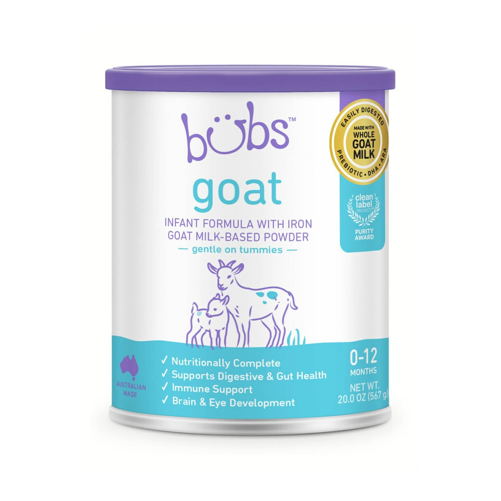 Whole Goat Milk Formula with Iron, Goat Milk-Based Powder, for Infants 0-12 Months, Made with Non-GMO Goat Milk, 20 oz