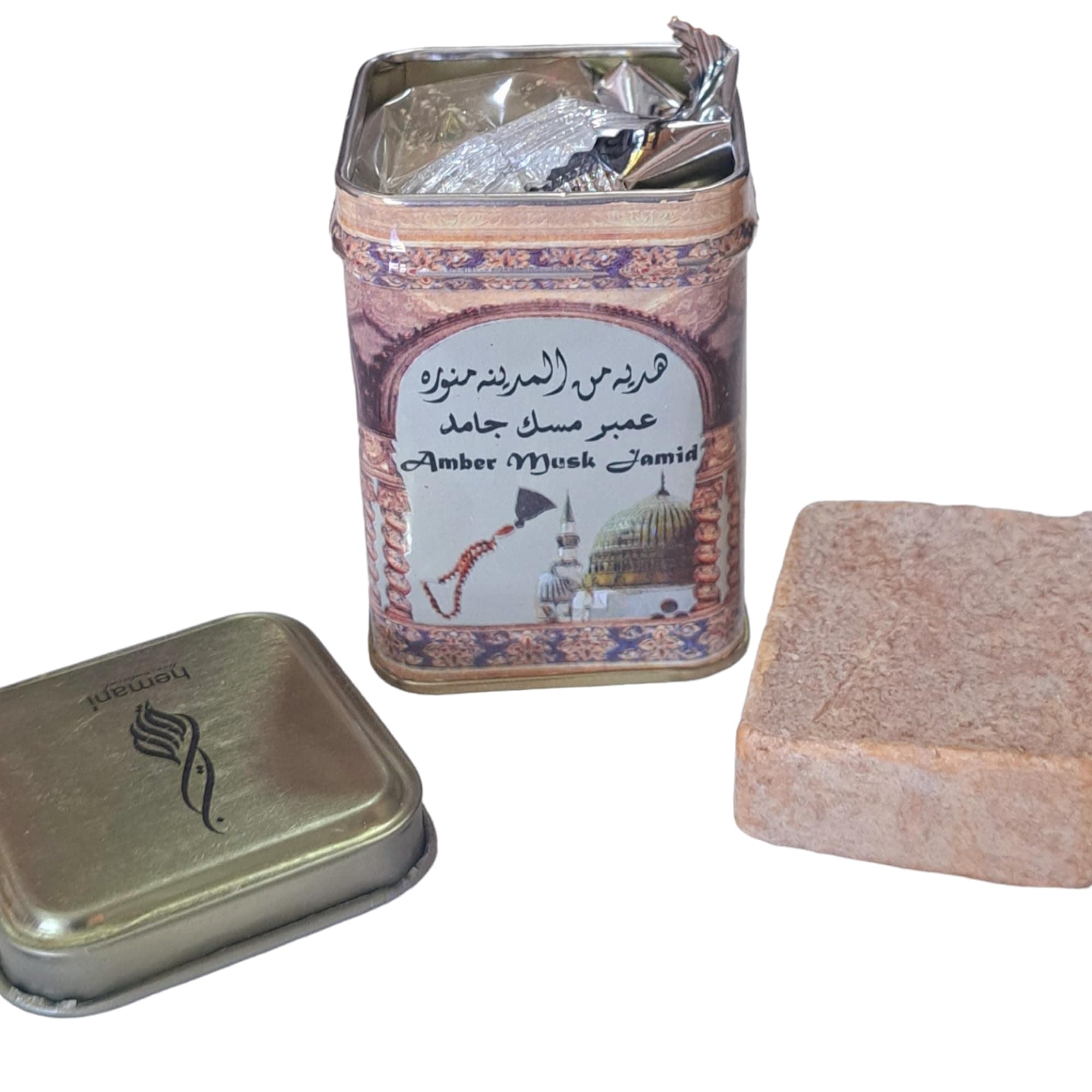 Hemani Halal Amber Musk Jamid Tin- Non Alcoholic Solid Perfume 25gm