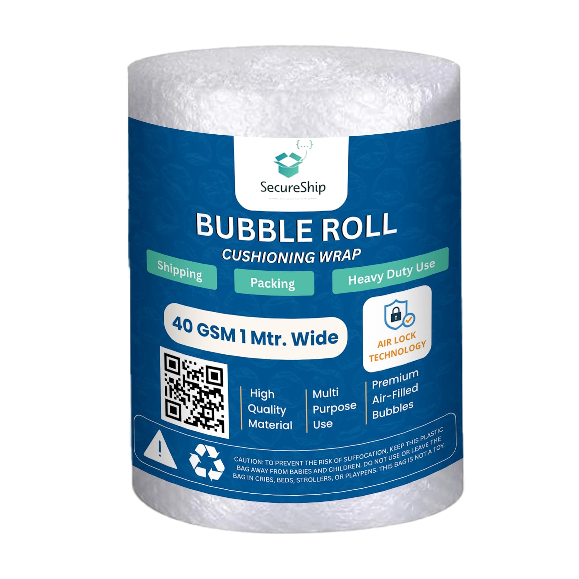 Heavy-Duty 40 Gsm Thickness 1 Meter Wide Bubble Wrap Roll Perfect For Shipping, Moving, And Storage Needs, Cushioning Material (5 Meter)