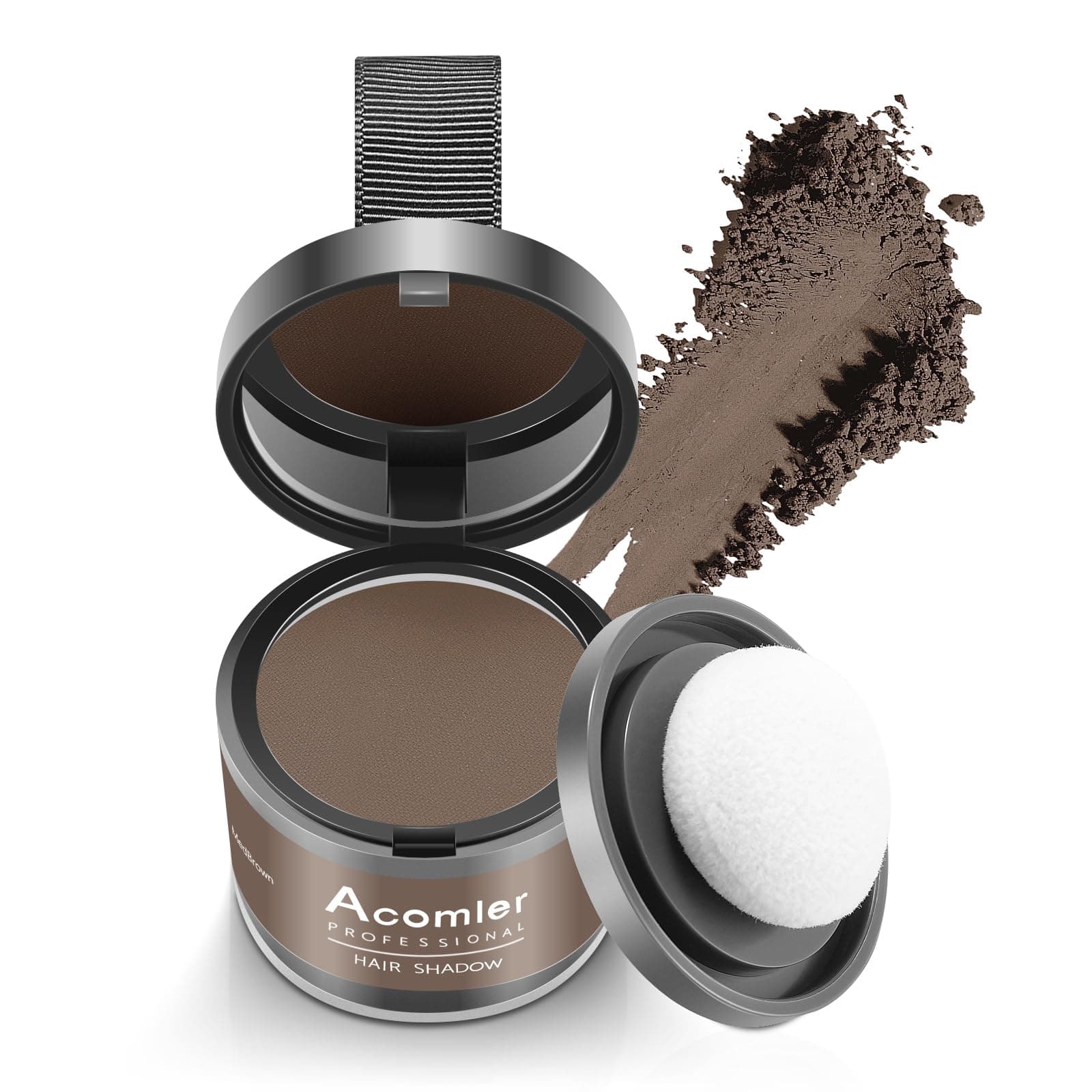Acomler Root Cover Up Powder for Thinning Hair, Grey Coverage, and Bald Spots - Medium Brown for Hairline Shadow and Beard Line